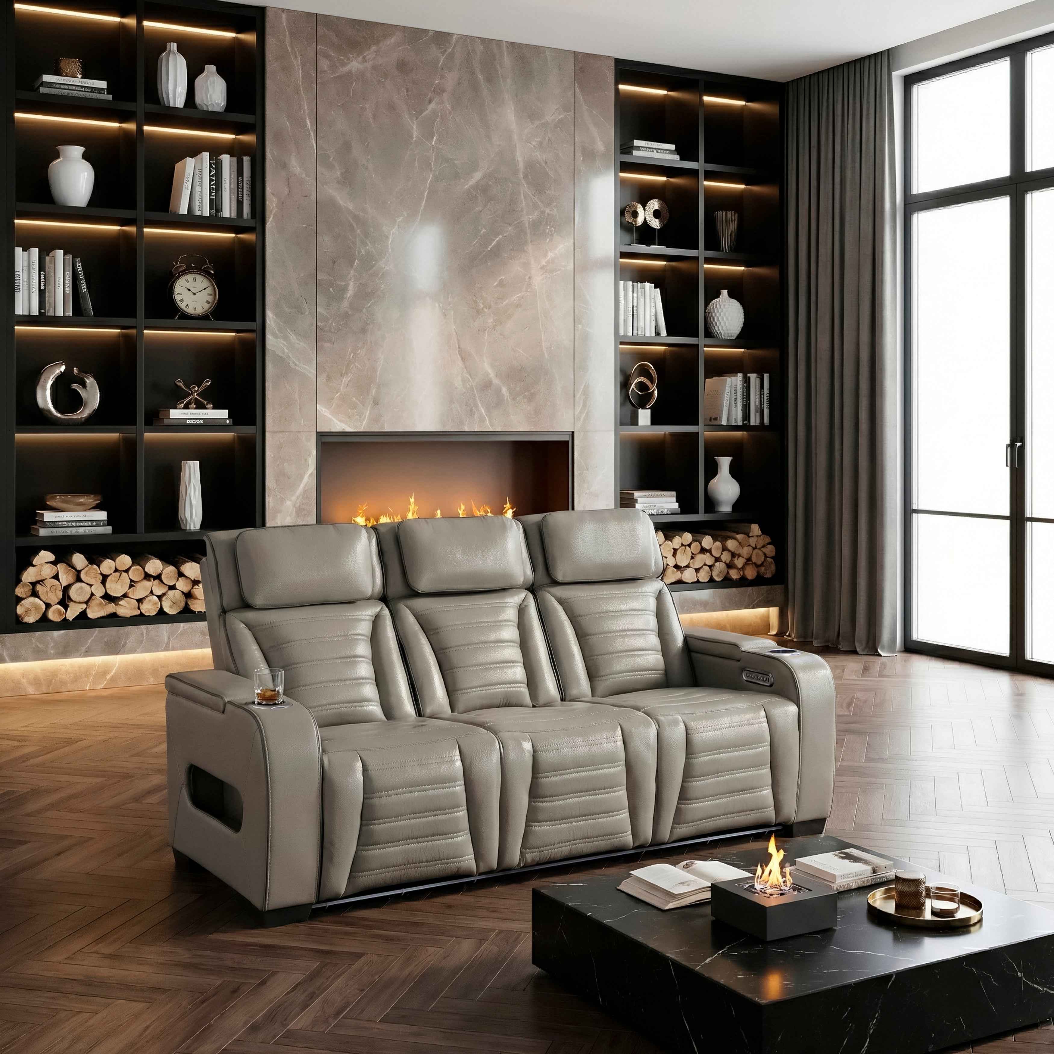 Cyber Gray Power Double Reclining Sofa with Center Drop-Down - Image 19