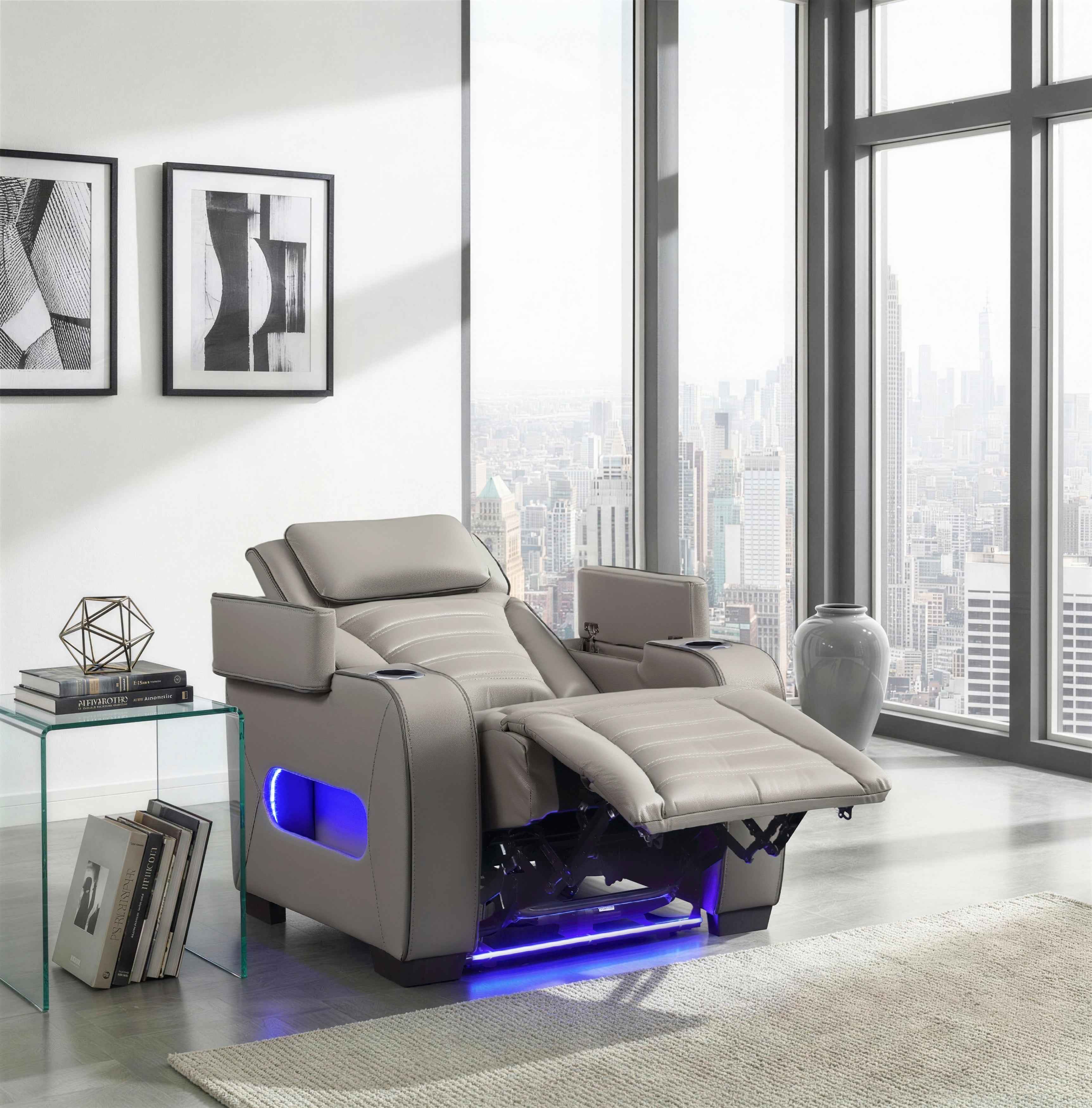Cyber Gray Power Reclining Chair with Power Headrest - Image 24