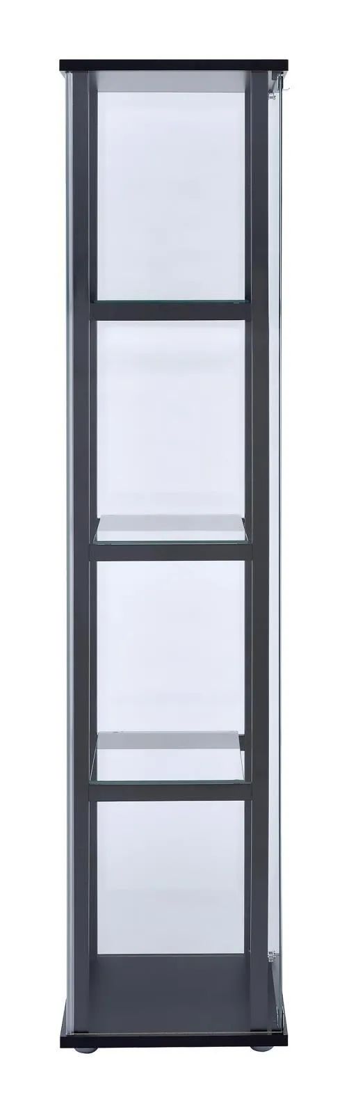 Cyclamen Black/Clear 4-Shelf Glass Curio Cabinet - Image 5
