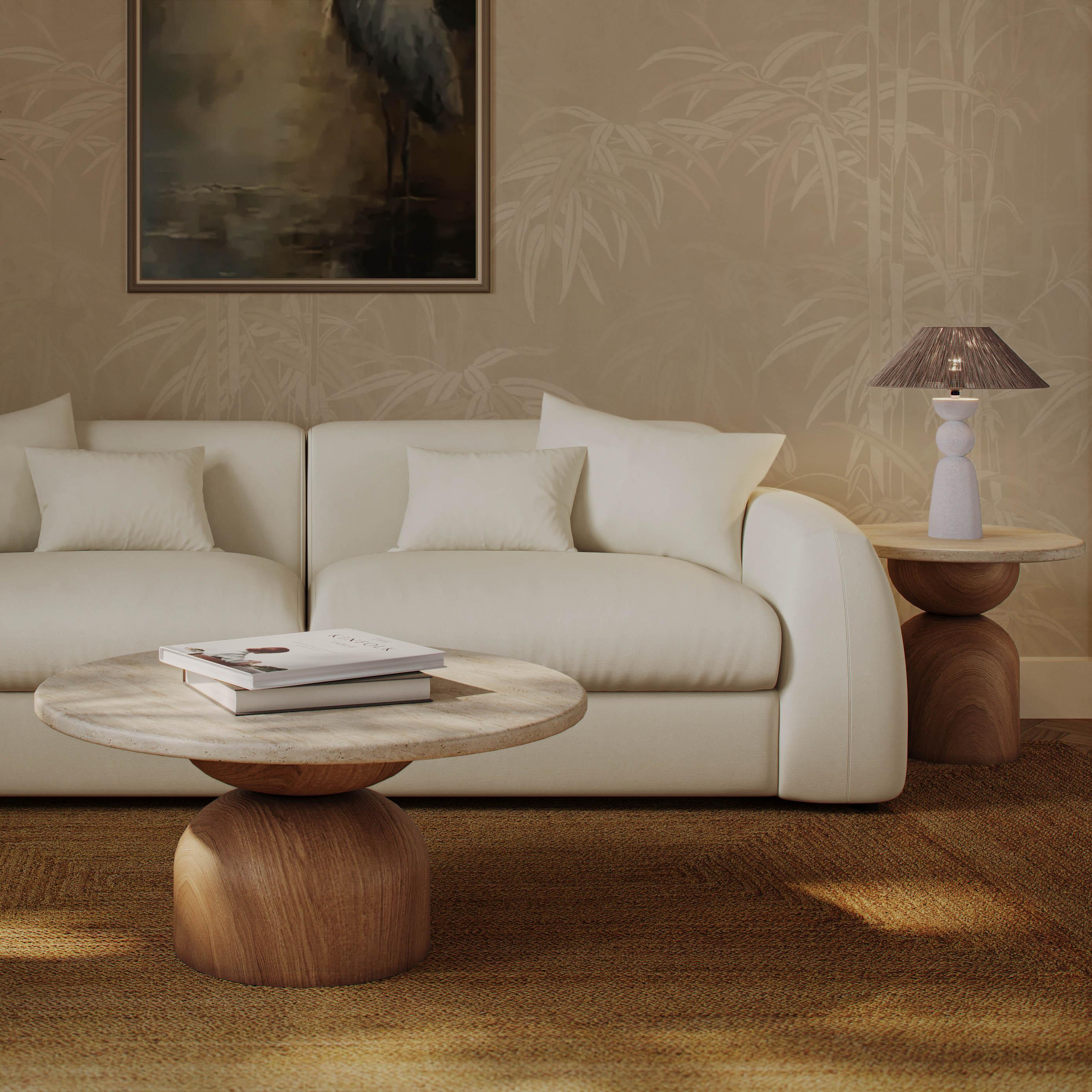 Cynthia Faux Travertine Concrete Indoor/Outdoor Side Table - Image 2