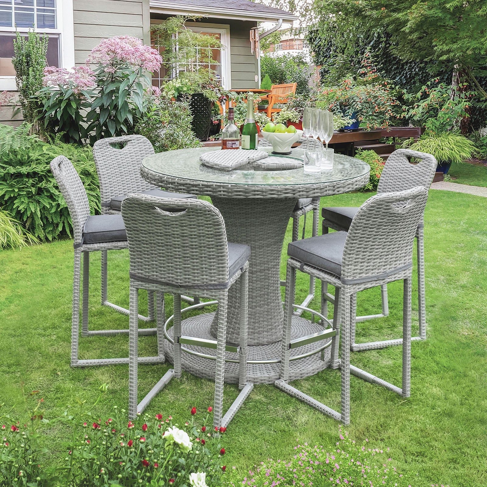 Cyprus Gray Round Bar Table - Image 2