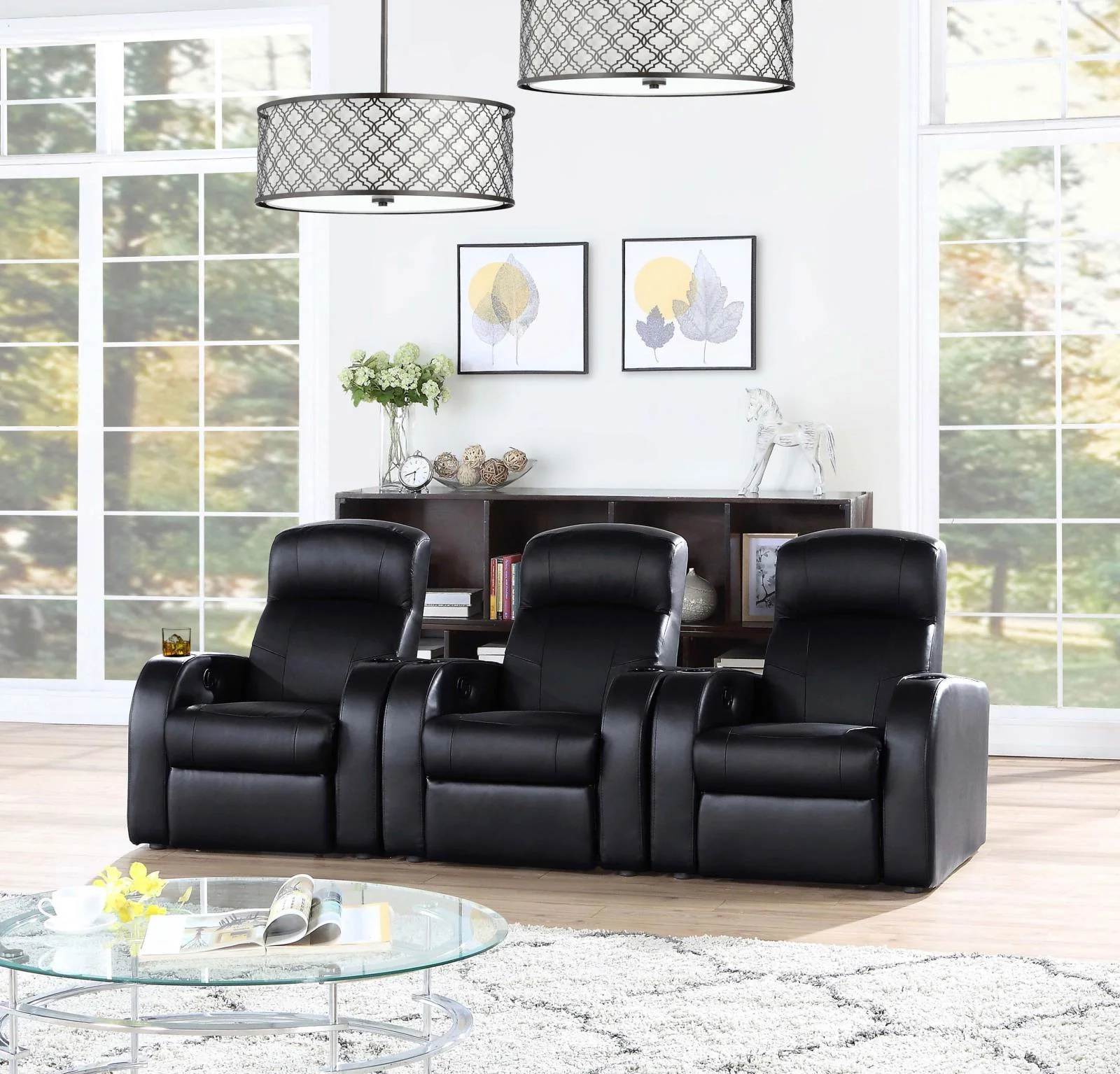 Cyrus Black Home Theater Upholstered Recliner - Image 10