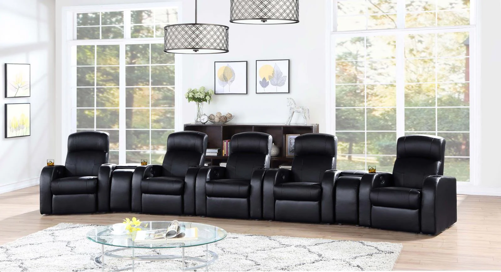Cyrus Black Home Theater Upholstered Recliner - Image 14