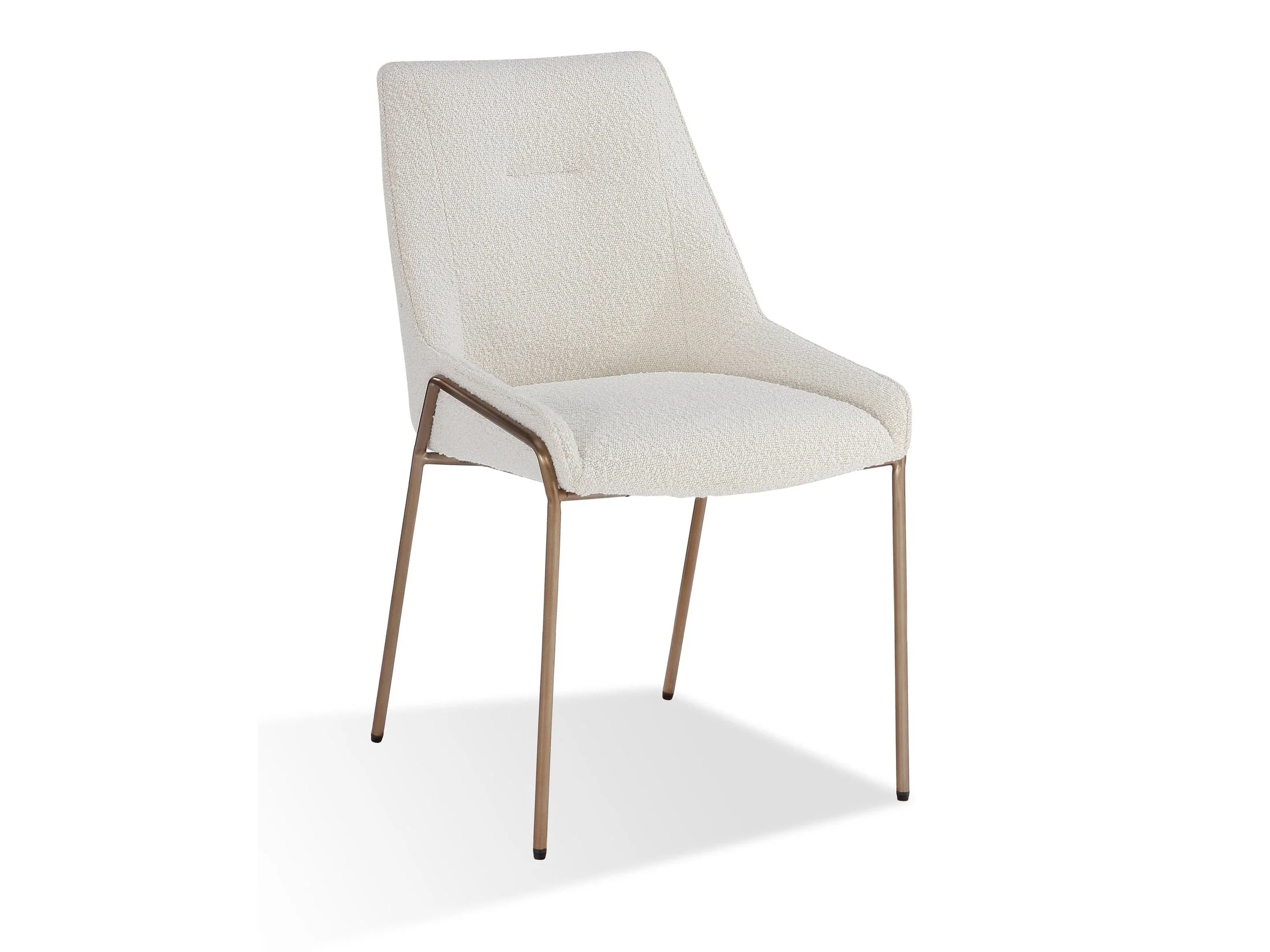 Cyrus Upholstered Dining Chair in Cottage Cheese Boucle and Brushed Bronze Metal (Set of 2)