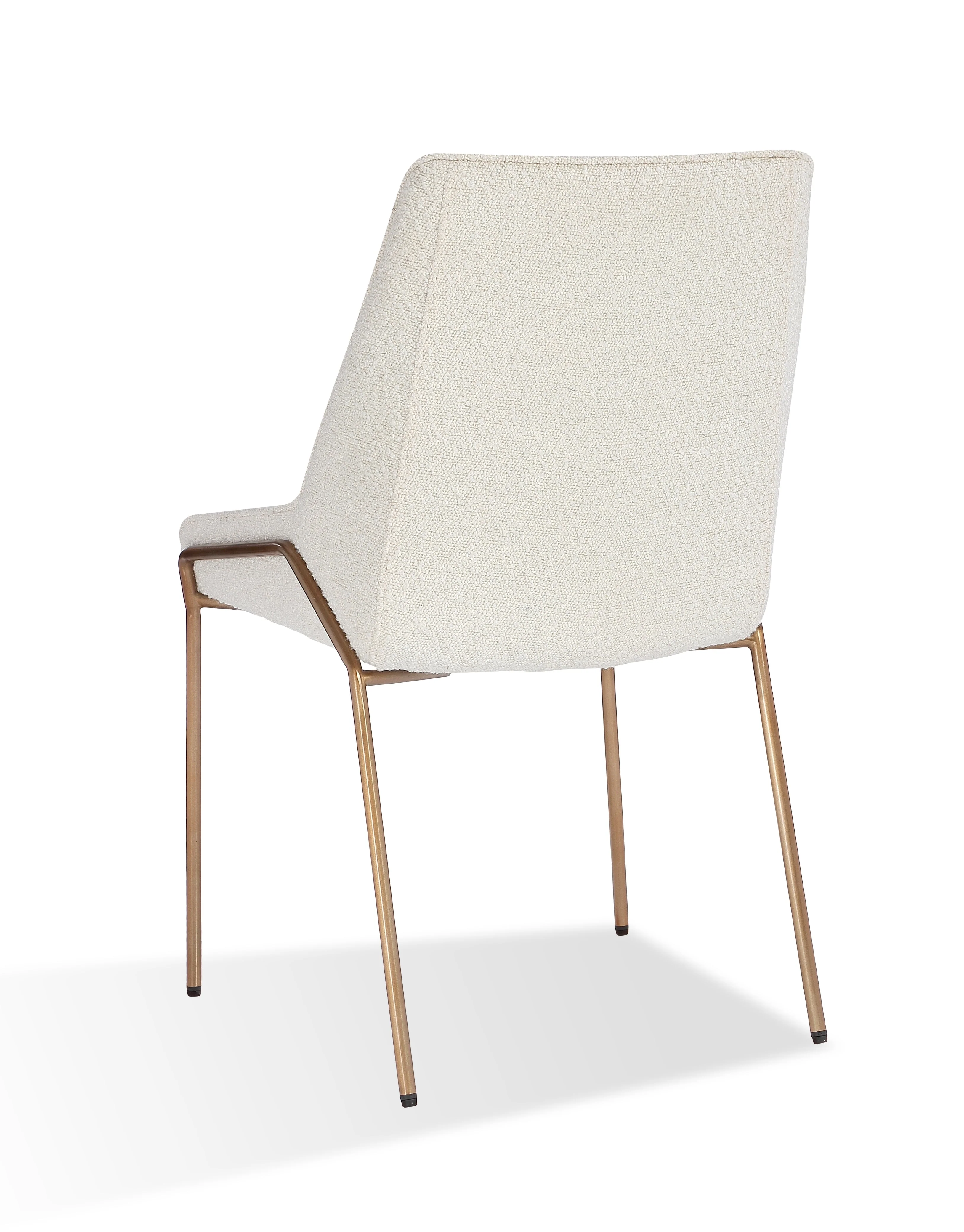 Cyrus Upholstered Dining Chair in Cottage Cheese Boucle and Brushed Bronze Metal (Set of 2) - Image 2