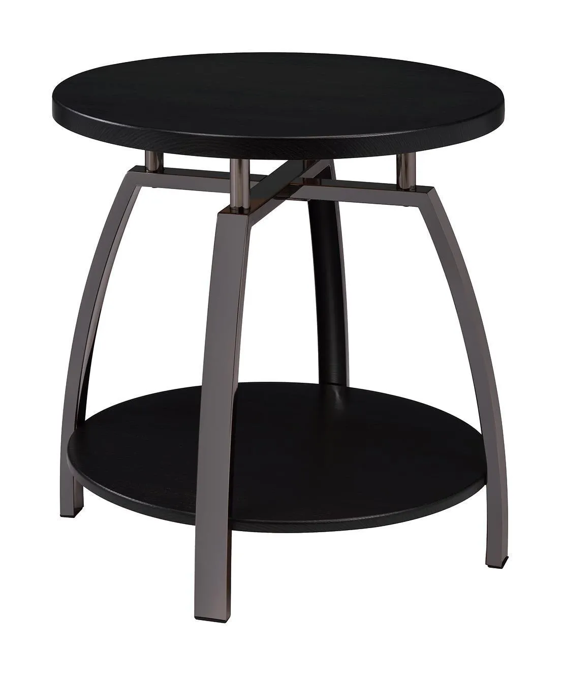 Dacre Dark Gray/Black Nickel Round End Table - Image 5