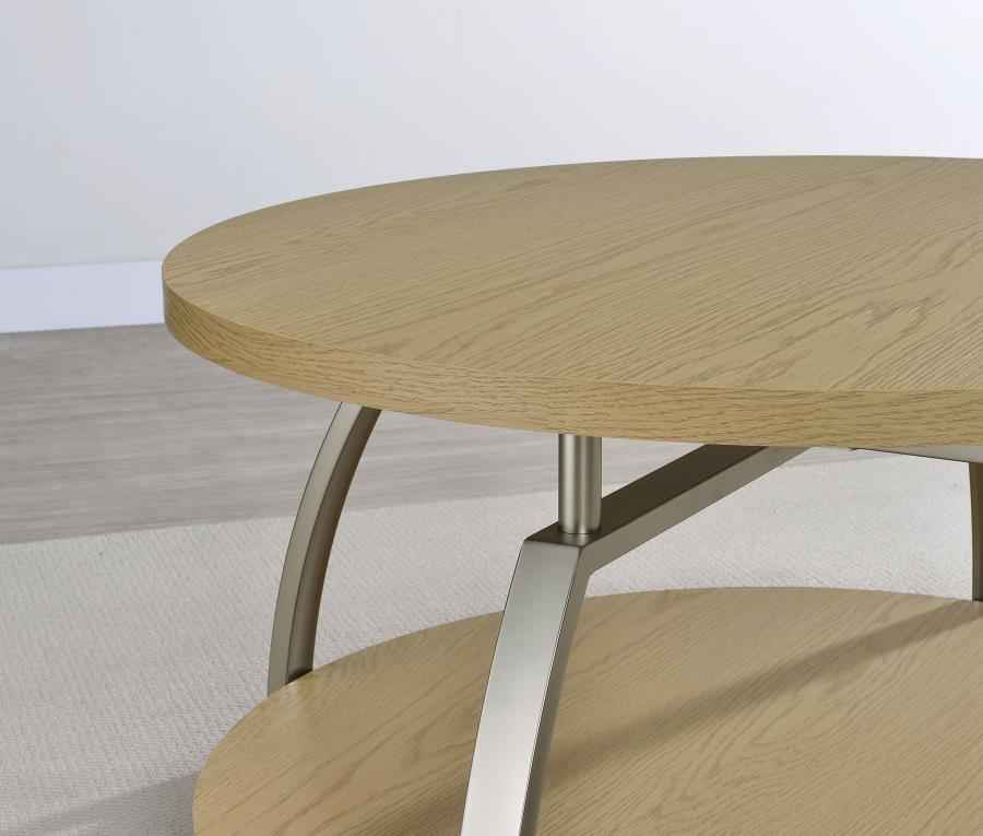 Dacre Greige Round Engineered Wood Top Side End Table - Image 8
