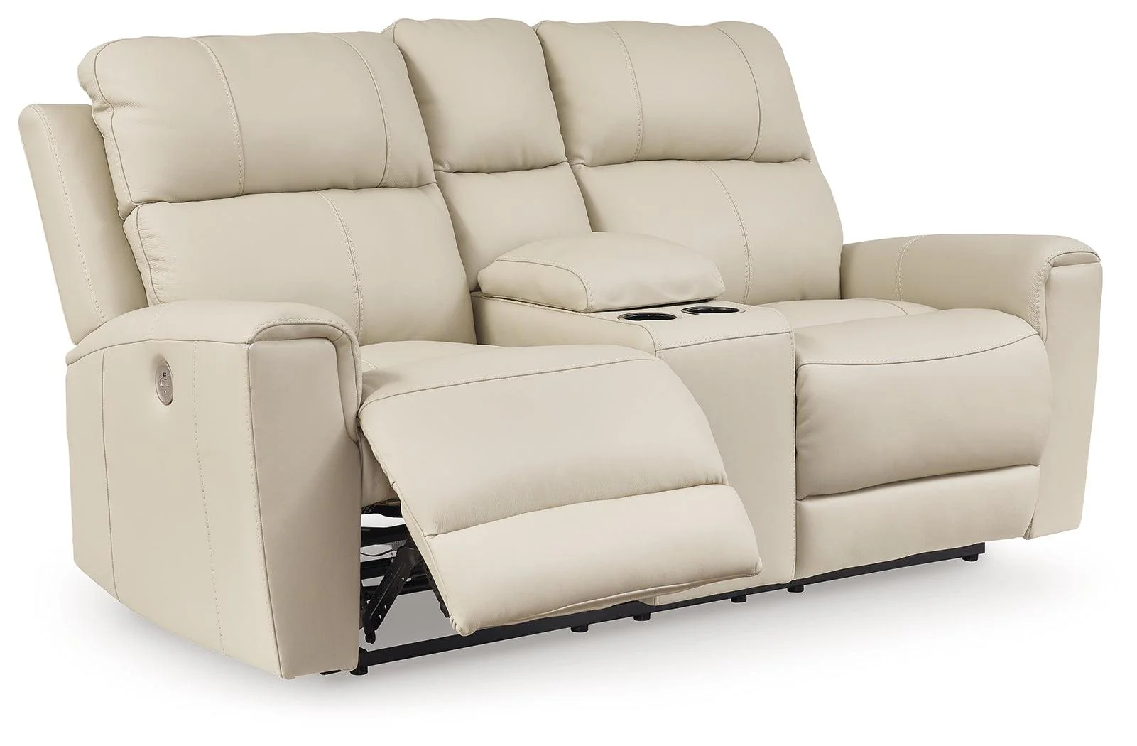 Dahlmoore Almond Power Reclining Loveseat with Console - Image 3