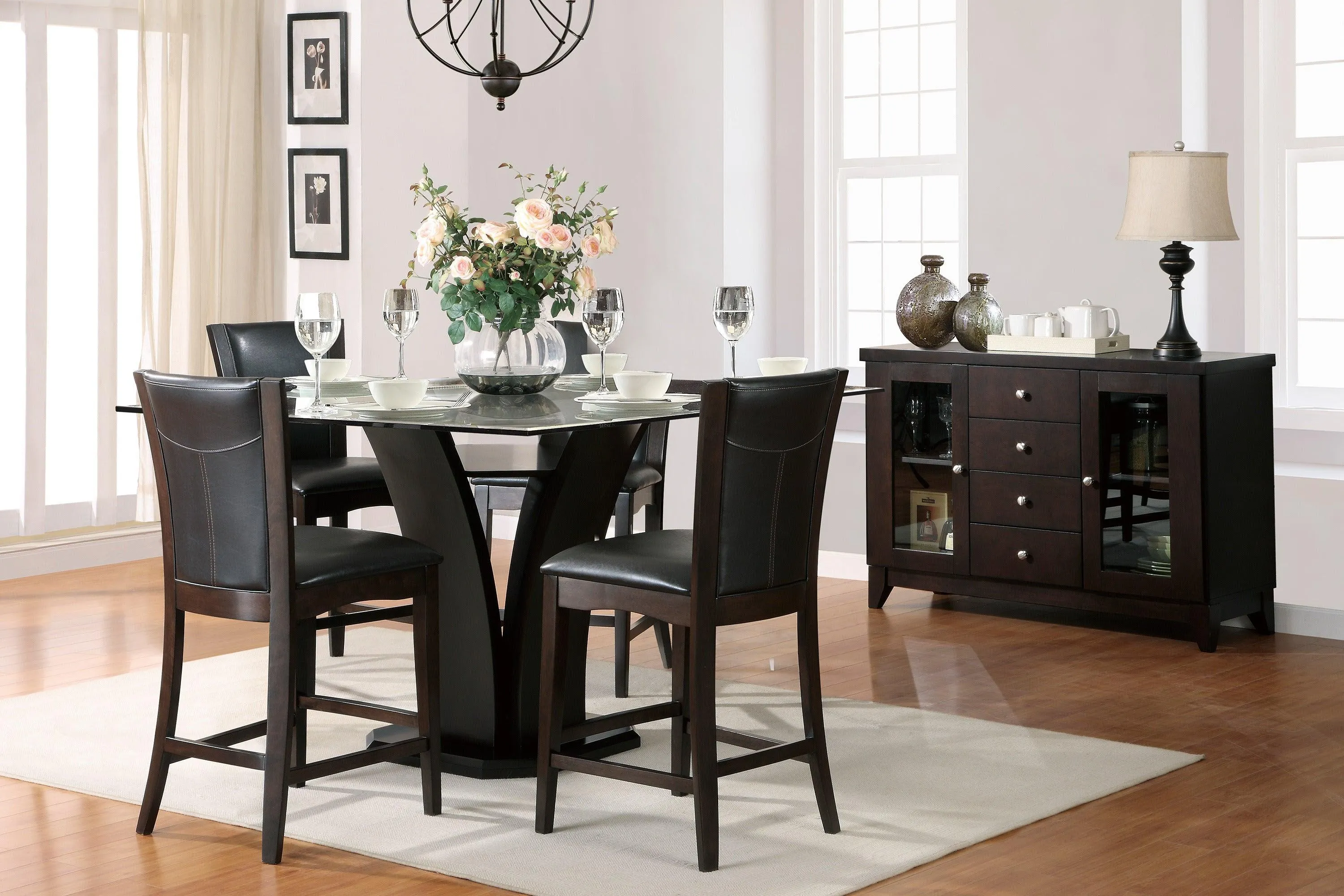 Daisy Dark Brown Glass-Top Square Counter Height Table - Image 2