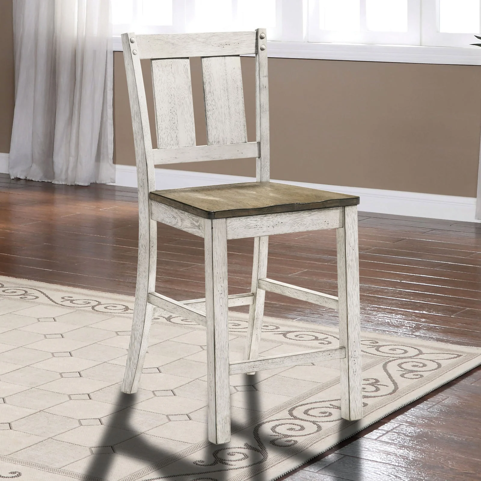 Dakota Antique White/Ash Brown Counter Height Chair