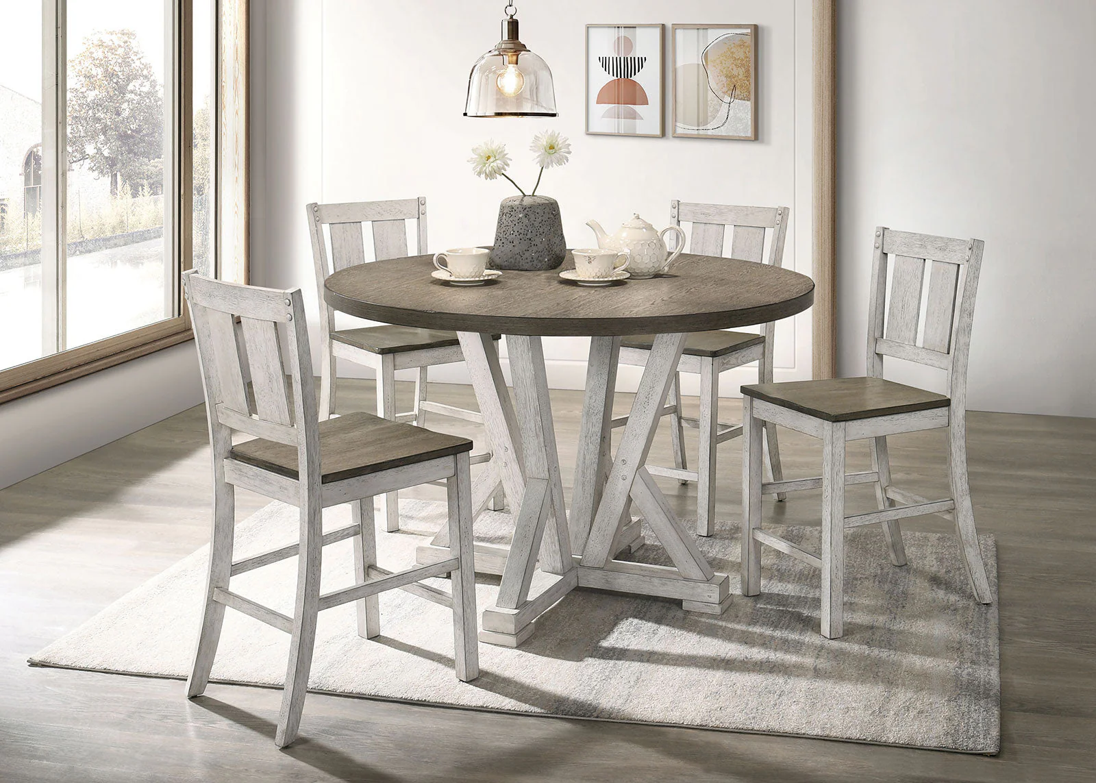 Dakota Antique White/Ash Brown Counter Height Chair - Image 2