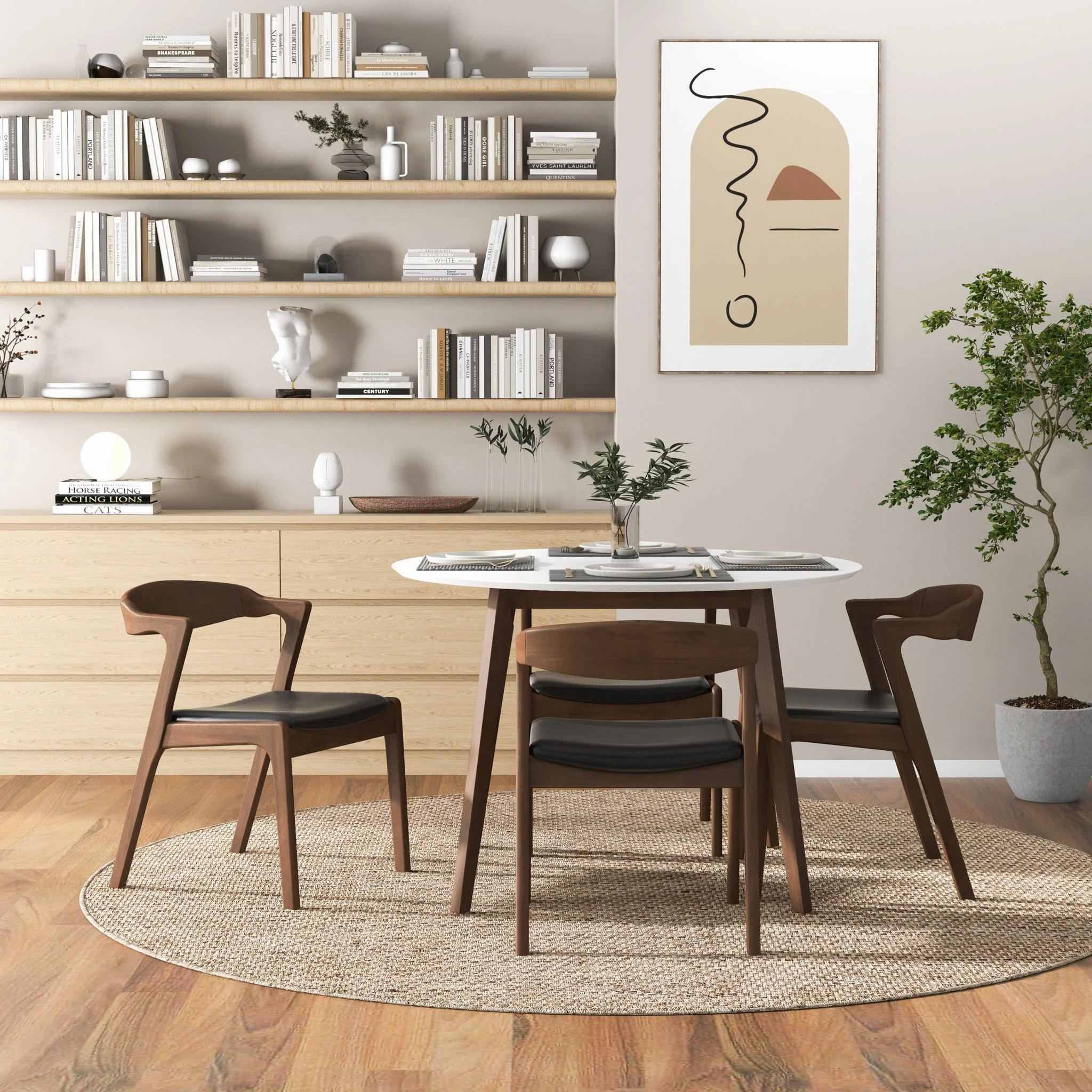 Dakota  Solid Wood Black Leather Dining Chair (Set Of 2) - Image 4