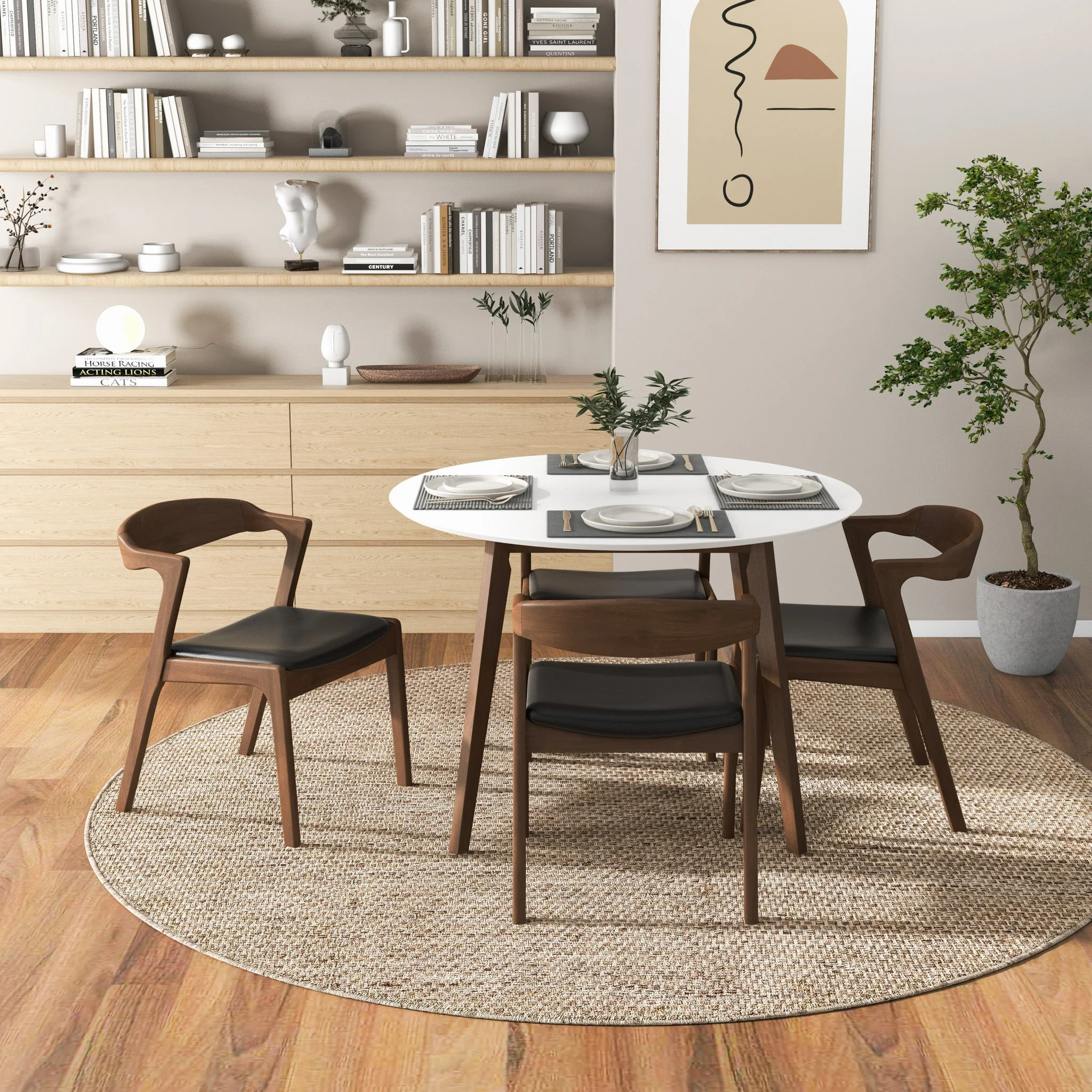 Dakota  Solid Wood Black Leather Dining Chair (Set Of 2) - Image 7