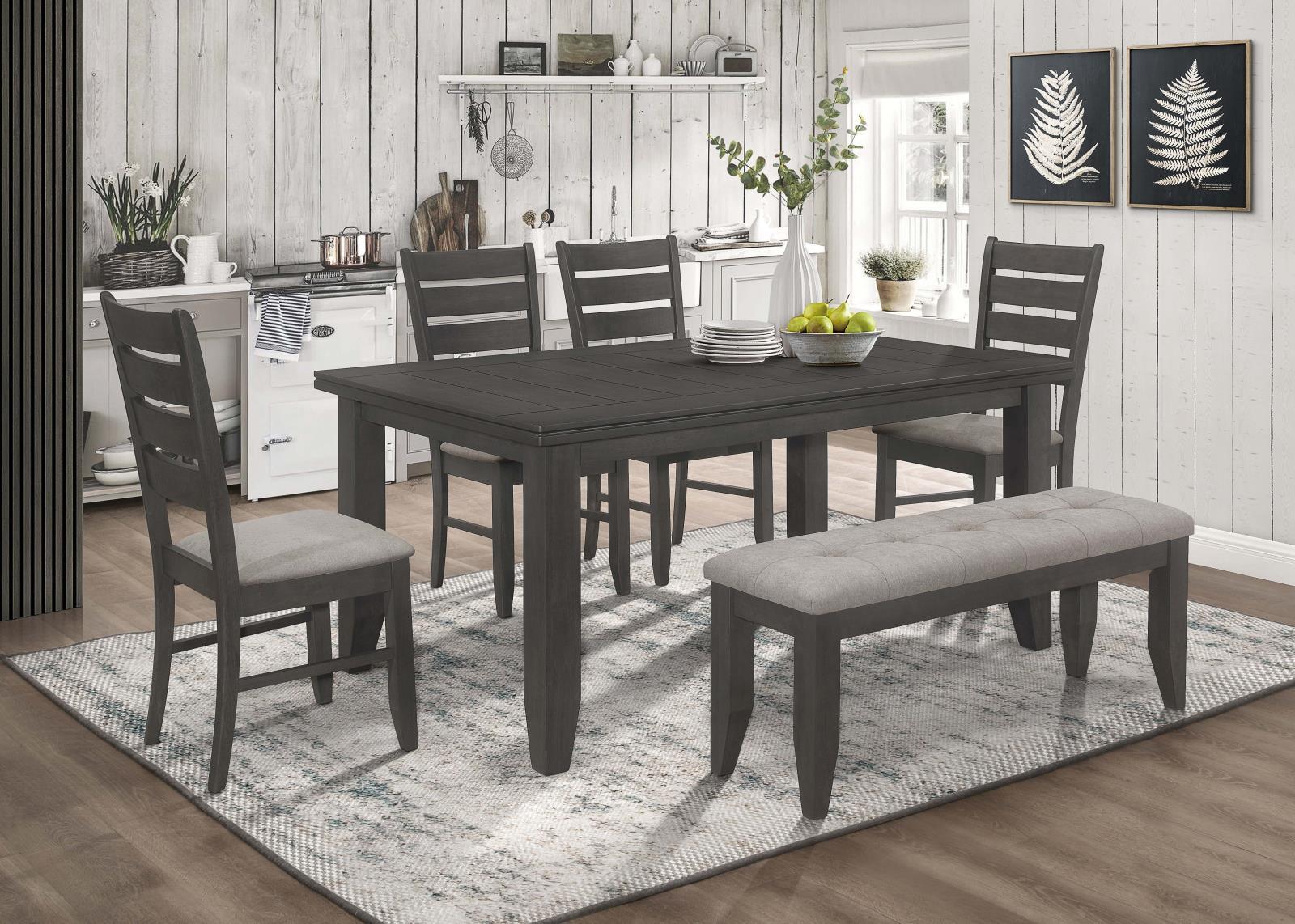 Dalila Dark Gray Rectangular Plank Top Dining Table - Image 8