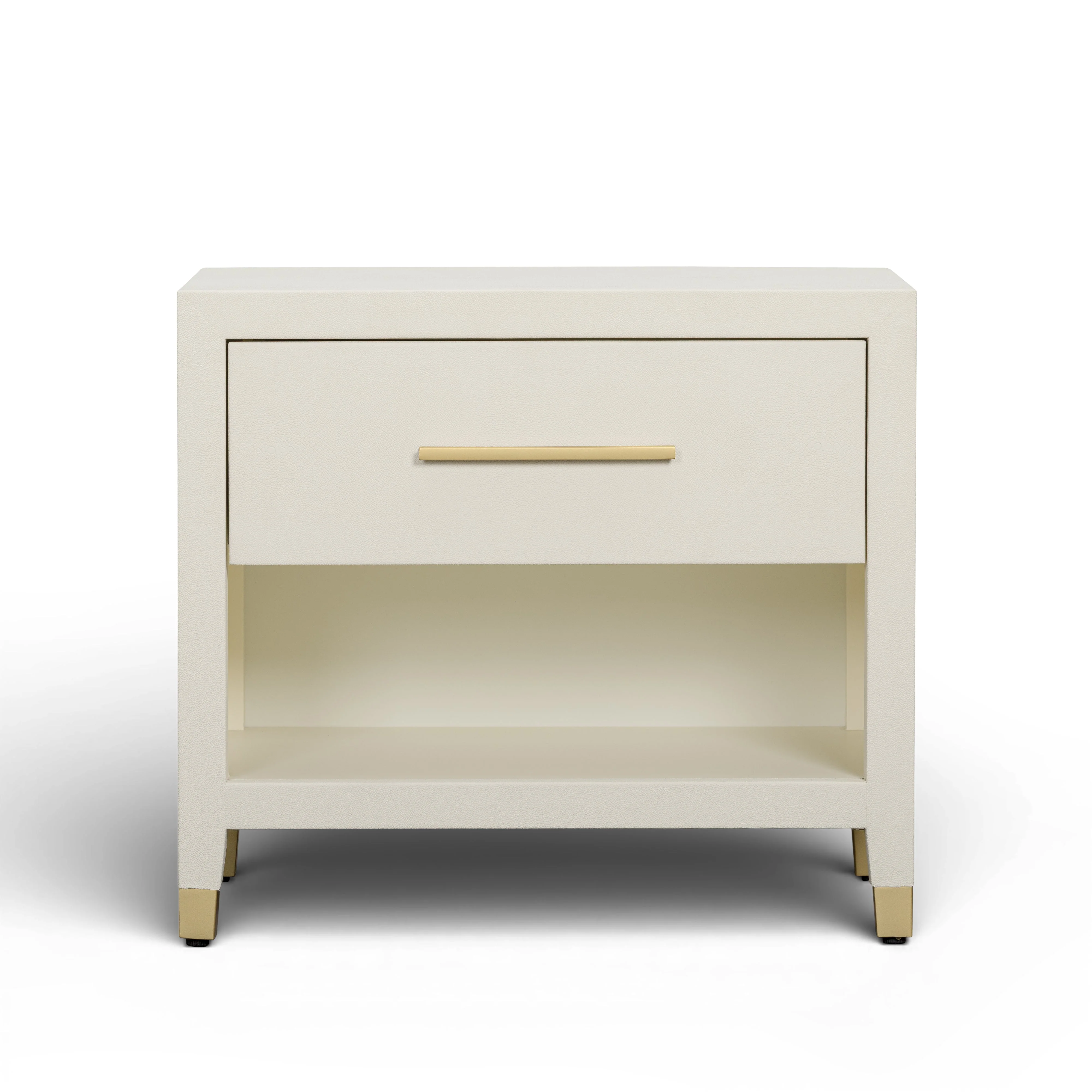 Dani 25" Cream Faux Shagreen Nightstand with Drawer