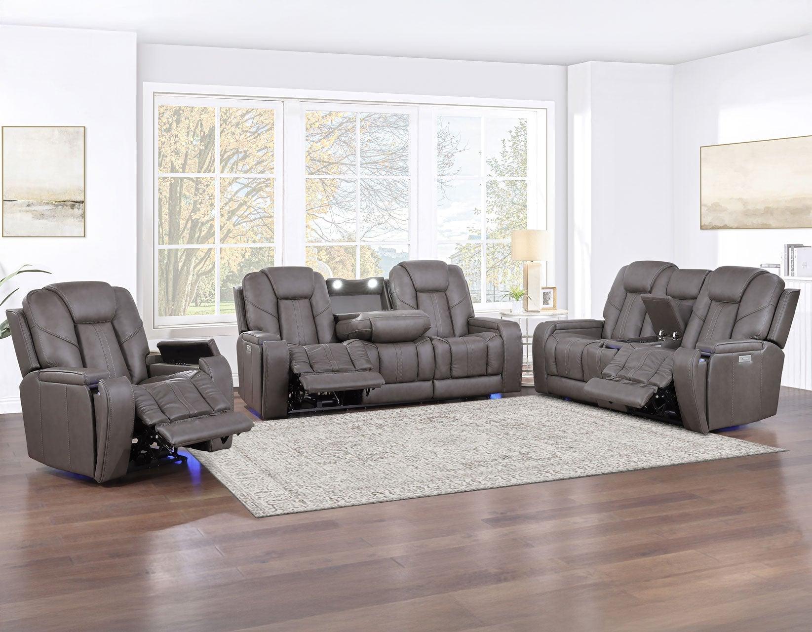 Daniel 3-Piece Triple Power Leather Manual Reclining Set