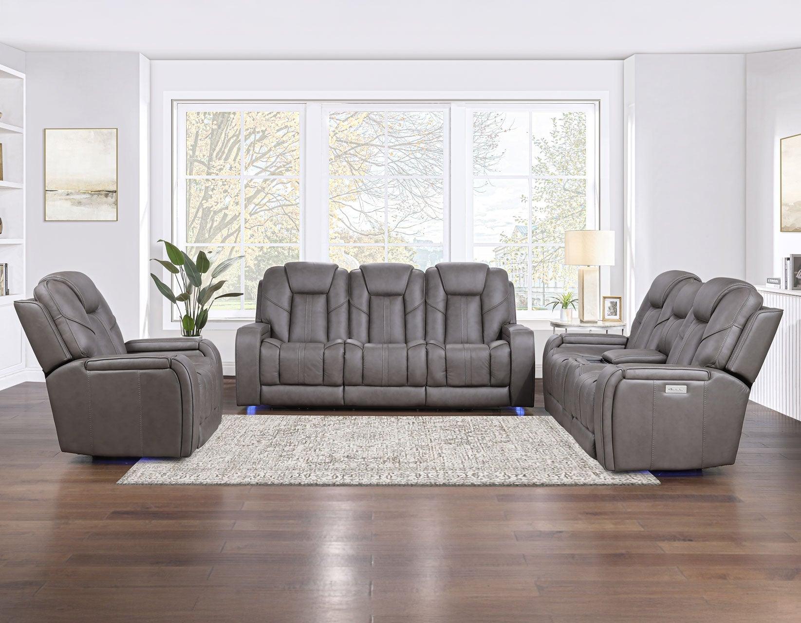 Daniel 3-Piece Triple Power Leather Manual Reclining Set - Image 37