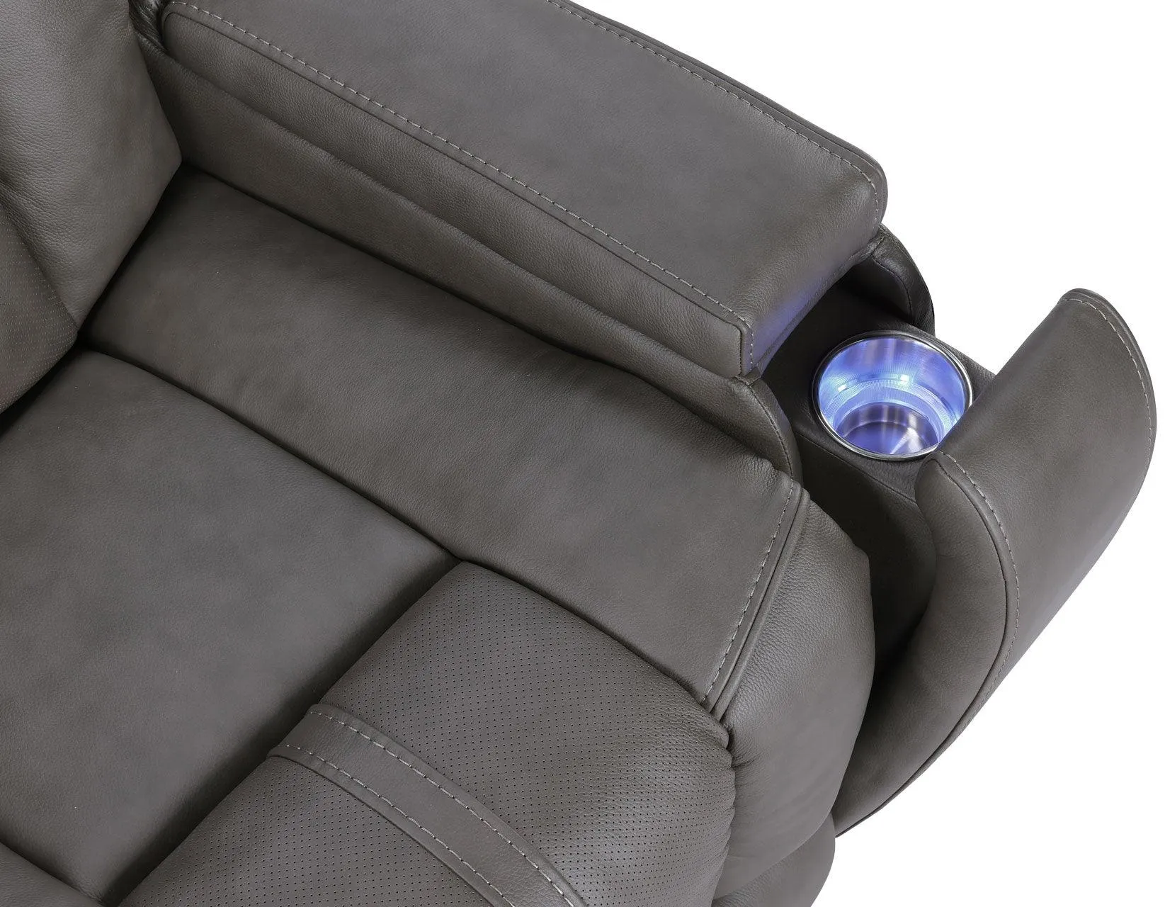 Daniel Triple Power Home Theater Leather Reclining Console Loveseat, Built-in Speakers, Heat and Massage - Image 10