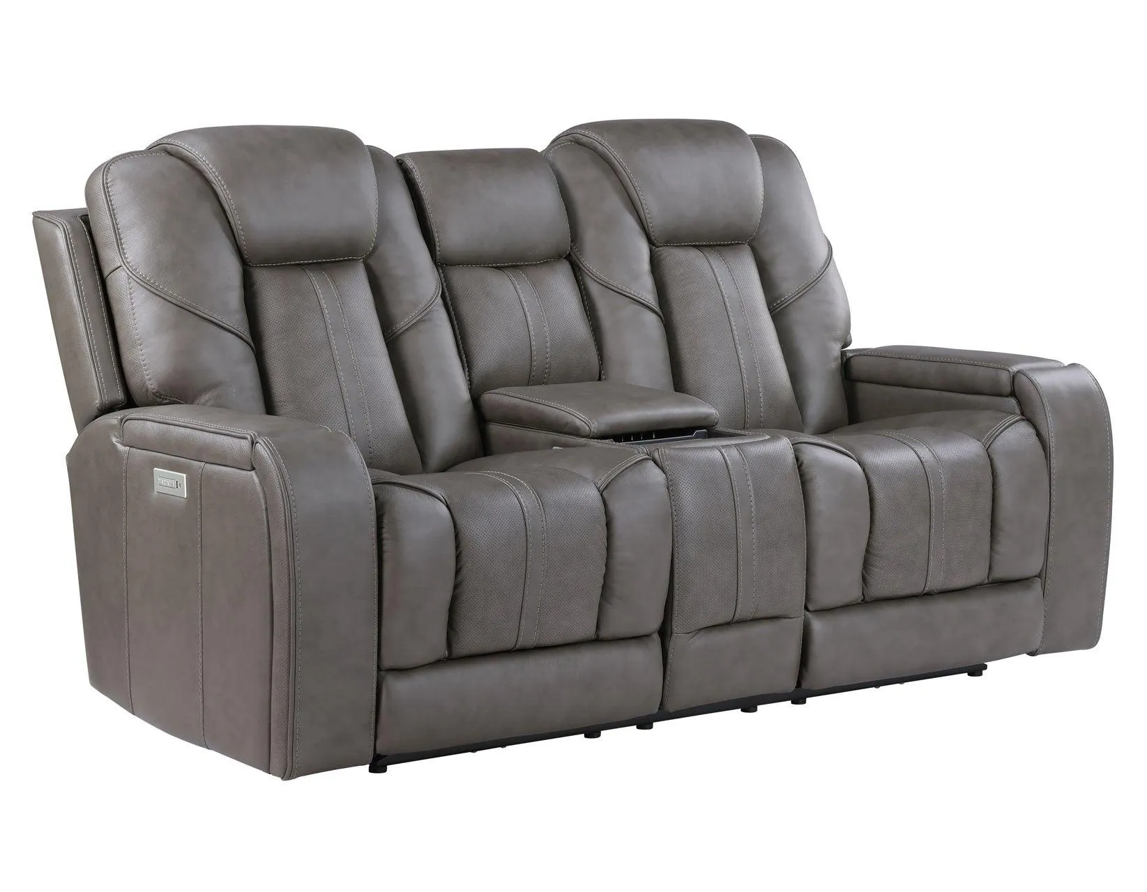 Daniel Triple Power Home Theater Leather Reclining Console Loveseat, Built-in Speakers, Heat and Massage - Image 3