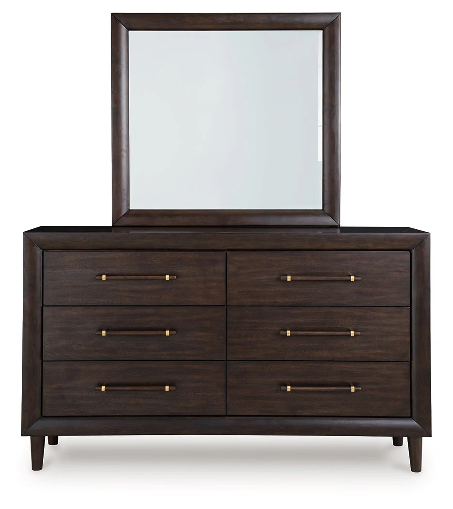 Dantenton Merlot Queen Panel Bed, Dresser and Mirror - Image 6