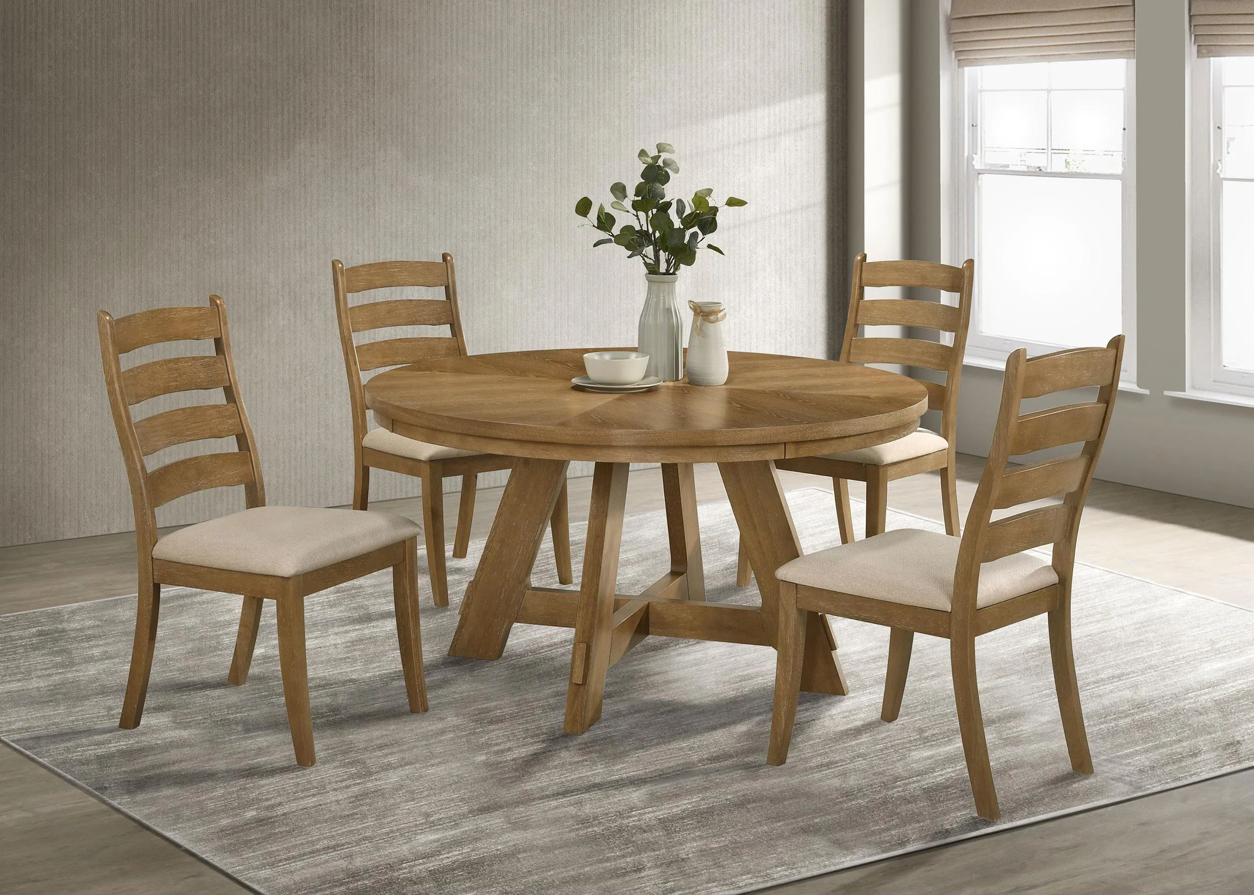 Danvers Ladder Back Dining Side Chair Brown Oak (Set of 2) - Image 10