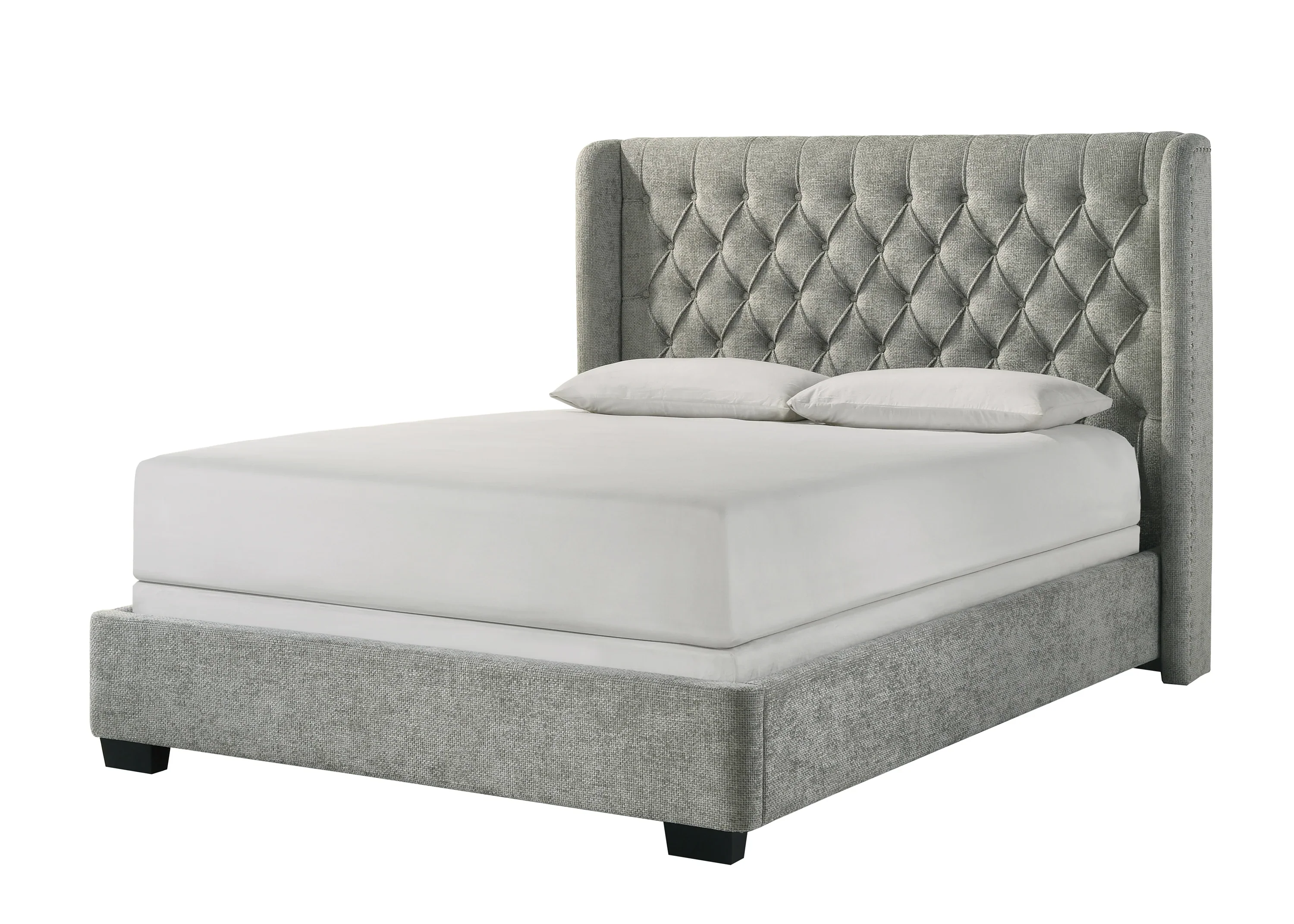 Daphne Light Gray Upholstered King Bed