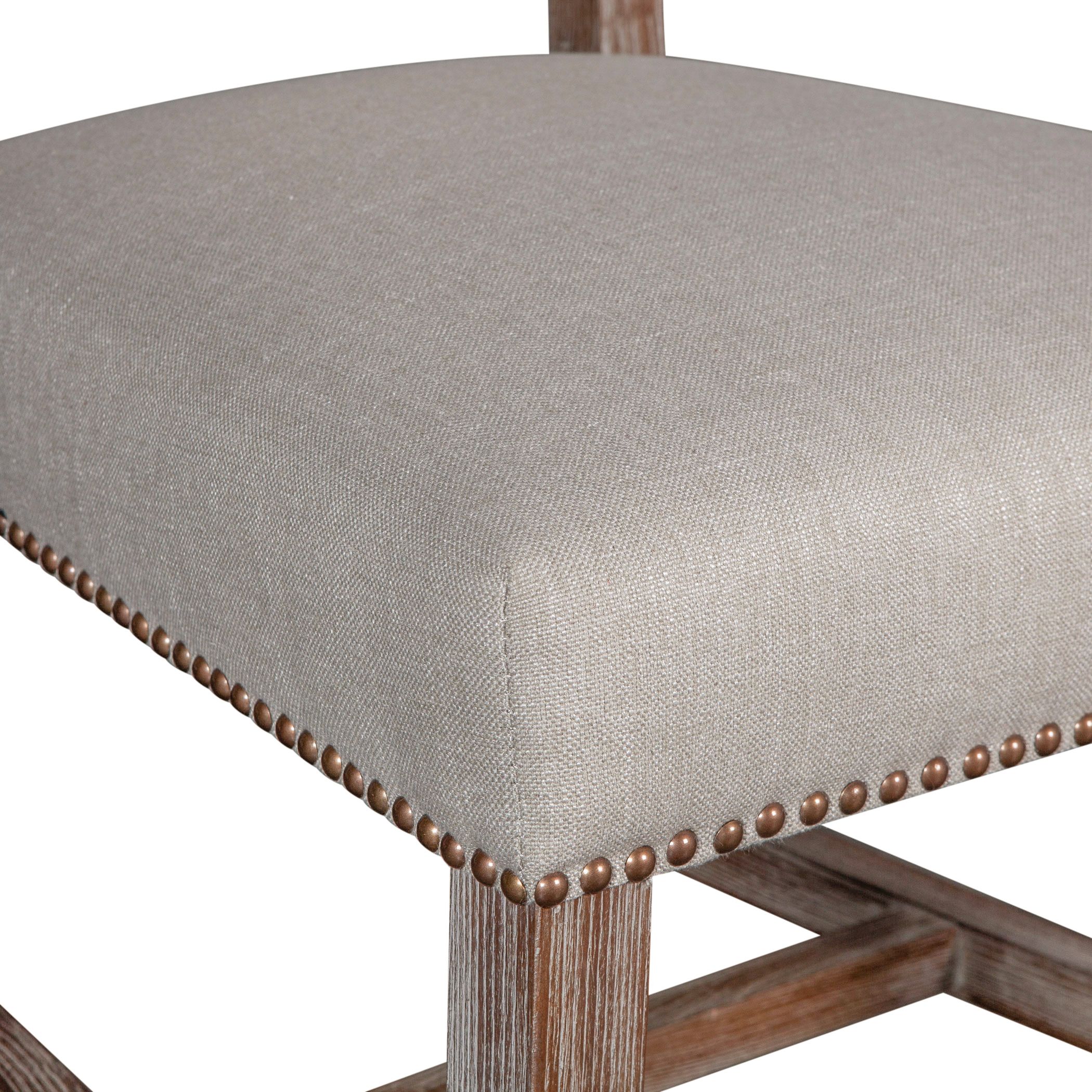 Darcy 21" Upholstered Dining Chair in Greige Linen, Set of 2 - Image 8