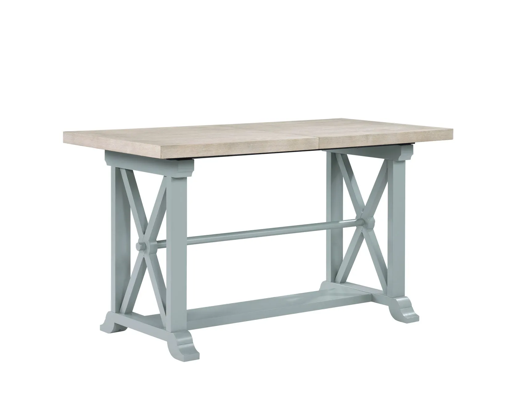 Darcy 64-82″Counter Table with 18-inch leaf, Mint Green and Natural Finish - Image 4