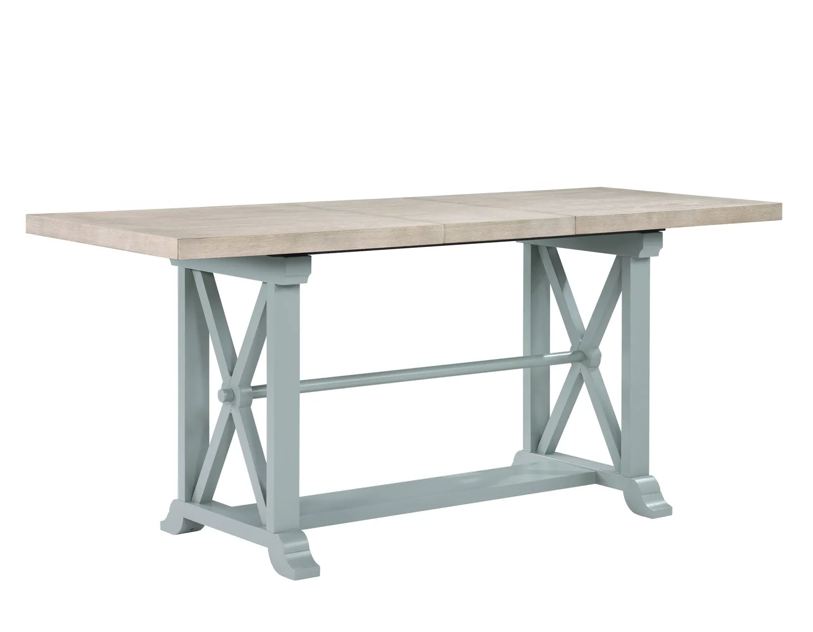 Darcy 64-82″Counter Table with 18-inch leaf, Mint Green and Natural Finish - Image 5