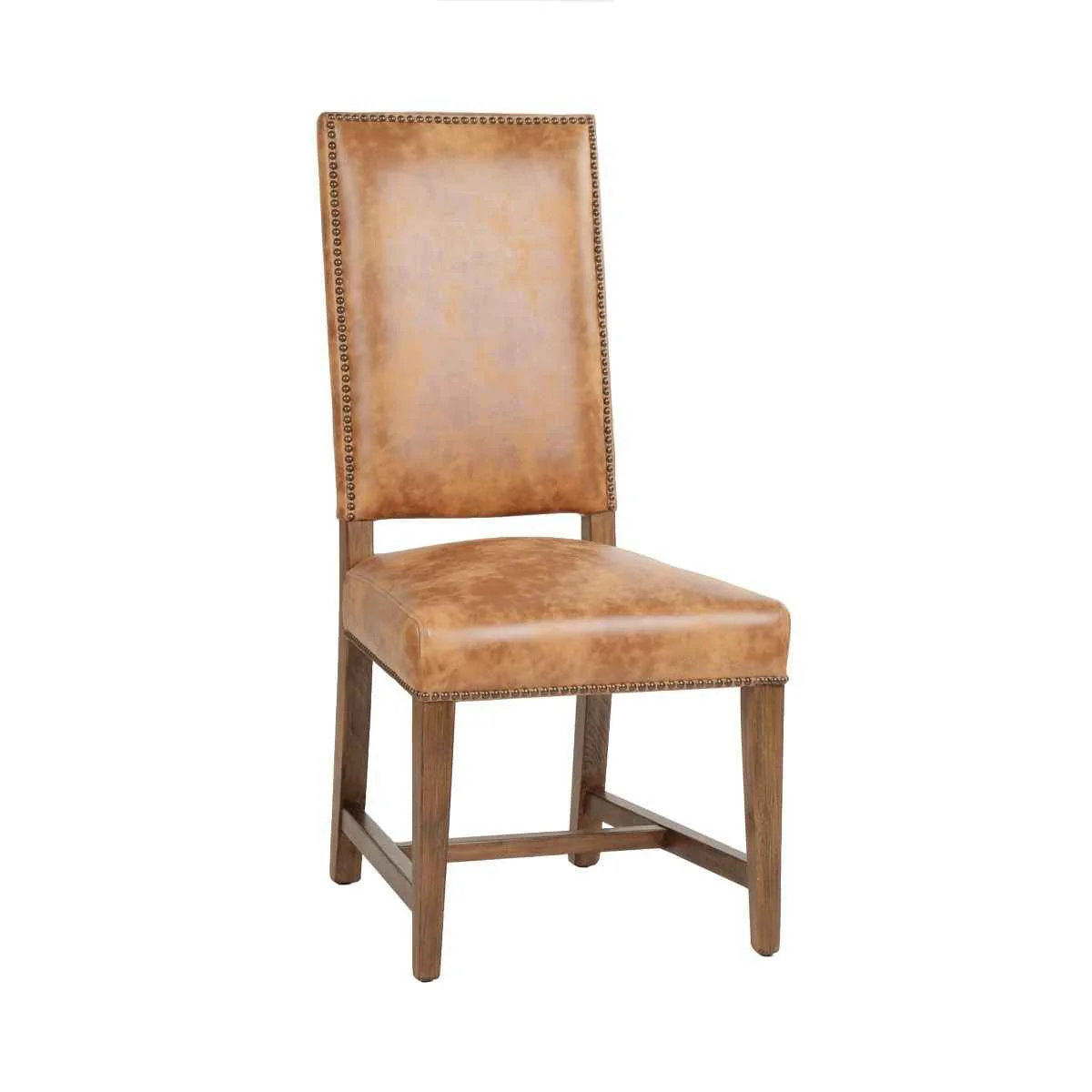 Darcy Dining Chair in Warm Brown Leather with Earth Legs, Set of 2