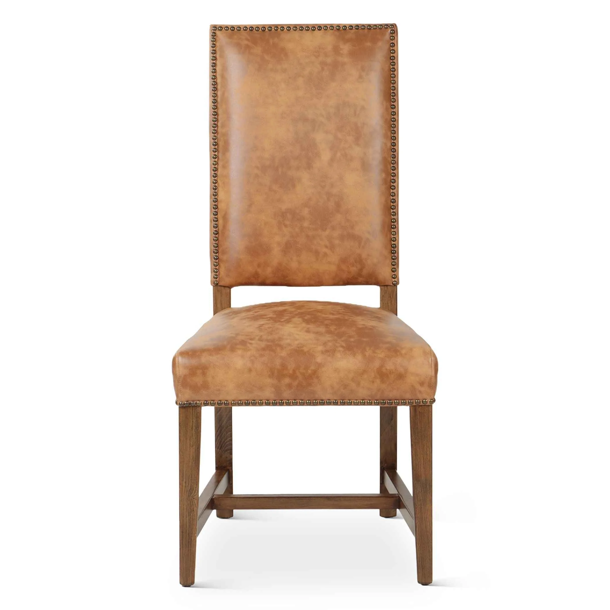 Darcy Dining Chair in Warm Brown Leather with Earth Legs, Set of 2 - Image 2