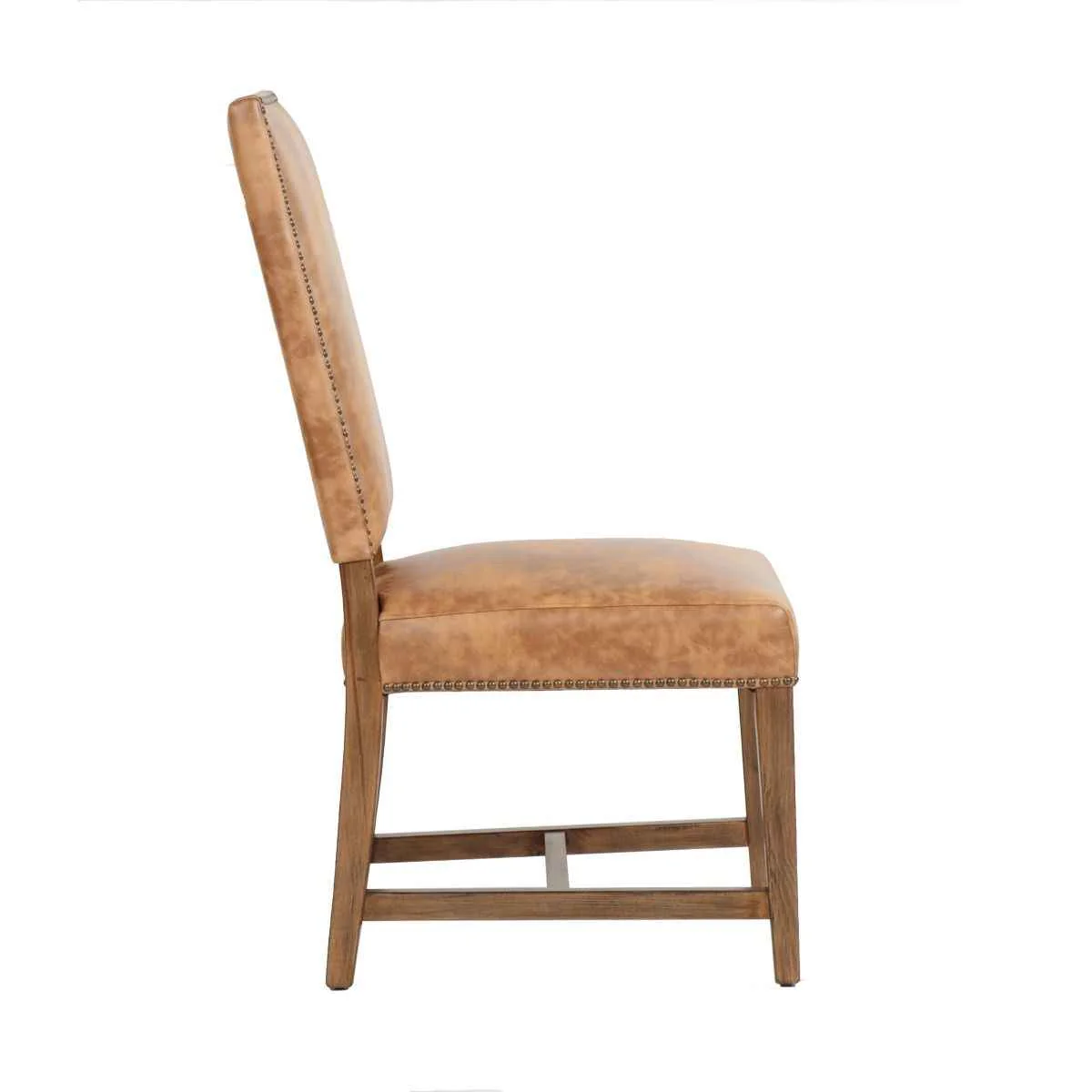 Darcy Dining Chair in Warm Brown Leather with Earth Legs, Set of 2 - Image 3