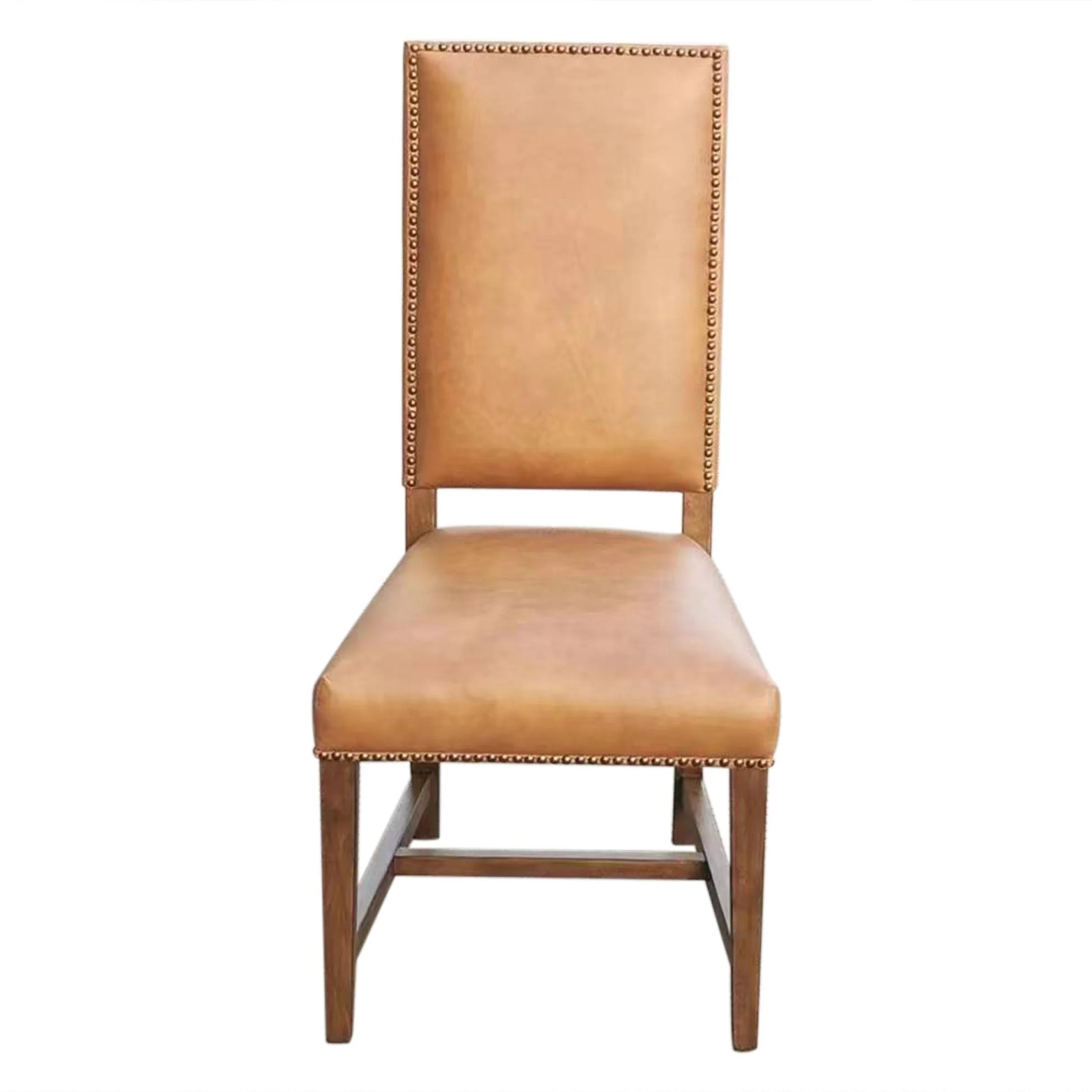 Darcy Dining Chair in Warm Brown Leather with Earth Legs, Set of 2 - Image 6