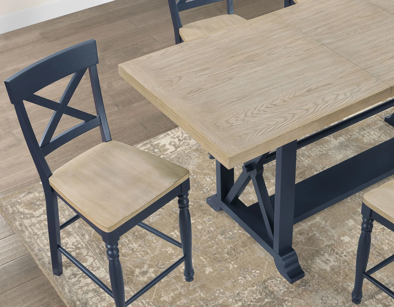 Darcy Solid Wood 24″ Counter Stool, Midnight Blue and Natural Finish - Image 6