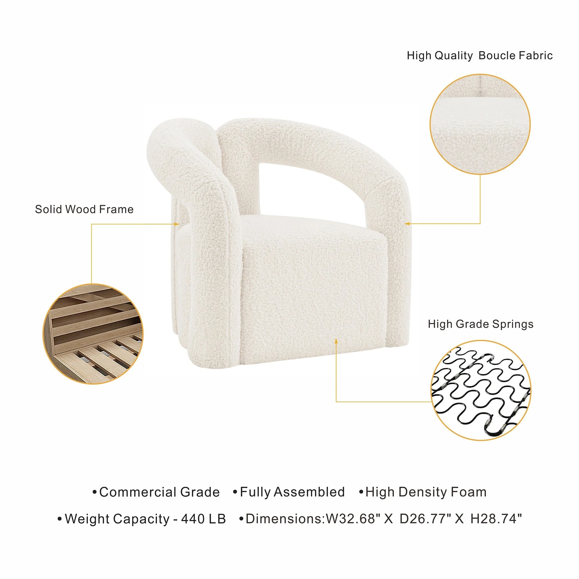 Darian Accent Chair in Cream (set of 2) - Image 3
