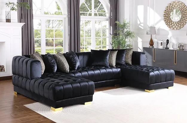 Dasha Black Double Chaise Sectional