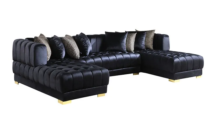 Dasha Black Double Chaise Sectional - Image 3