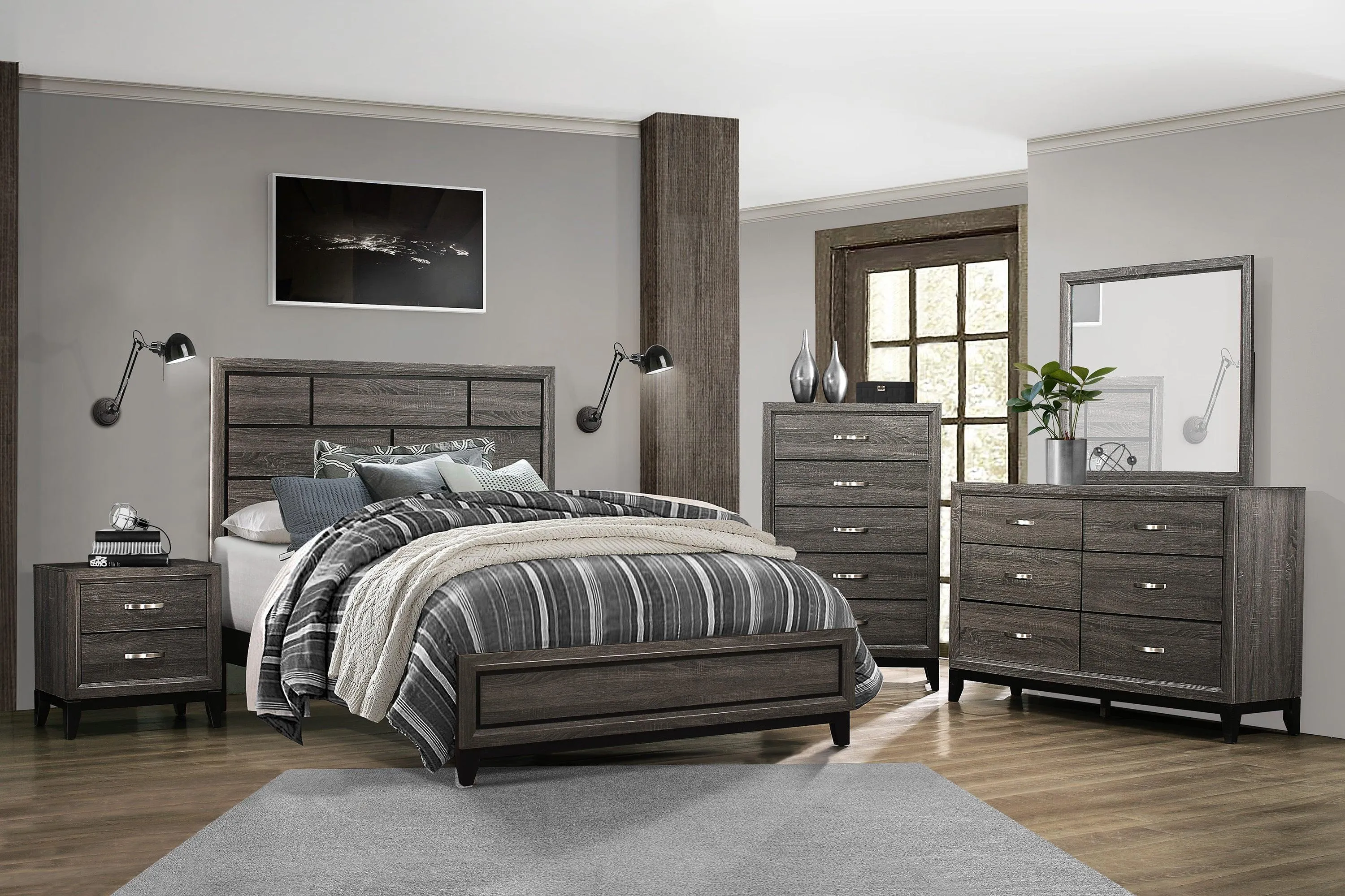 Davi Gray King Panel Bed - Image 2