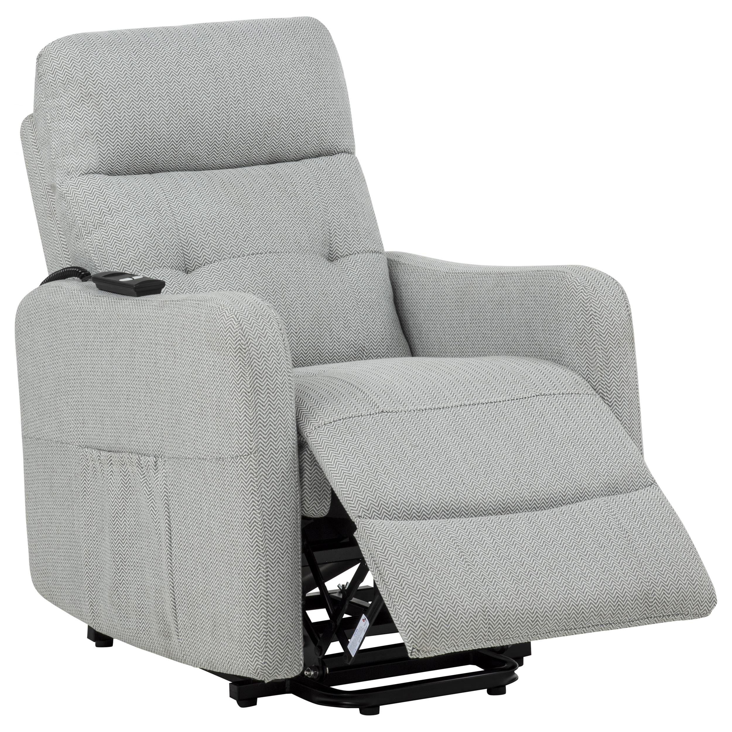 Dayes Light Grey Upholstered Power Lift Recliner Chair - Image 5
