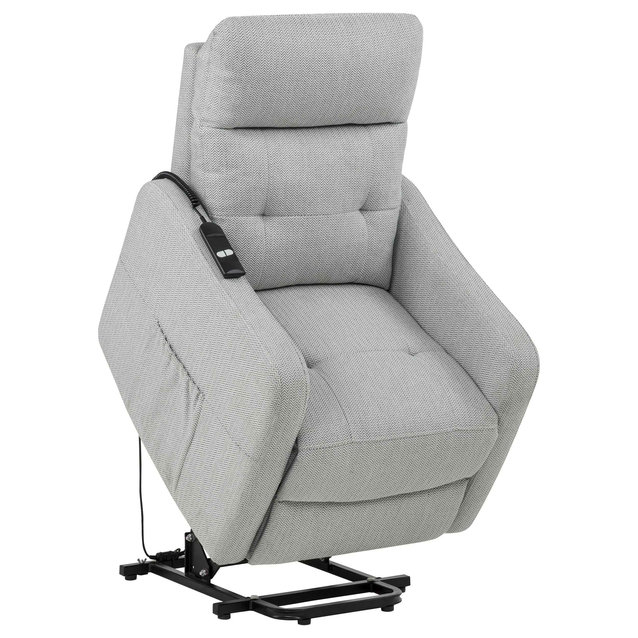 Dayes Light Grey Upholstered Power Lift Recliner Chair - Image 7