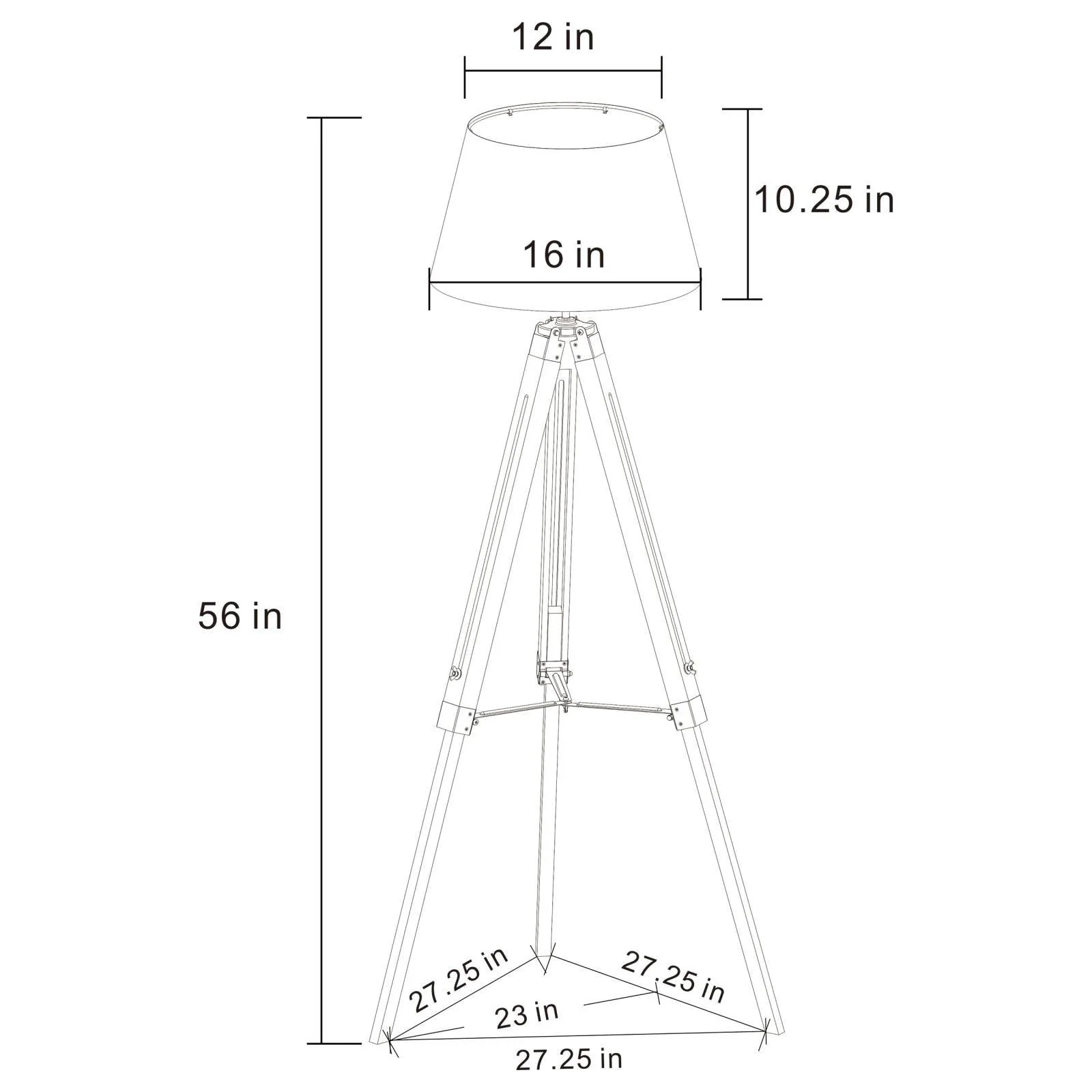 Dayton Gray Adjustable Empire Shade Tripod Floor Lamp - Image 4