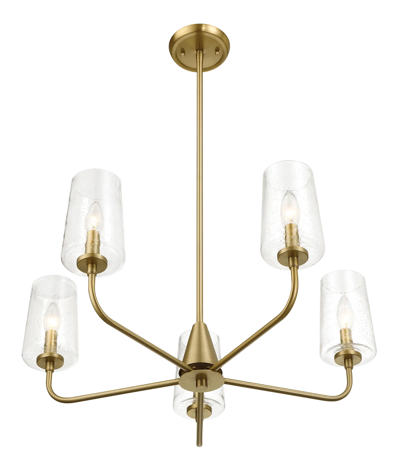 Dazzle Five Lights Chandelier With Clear Seeded Glass -Satin Brass - Image 3