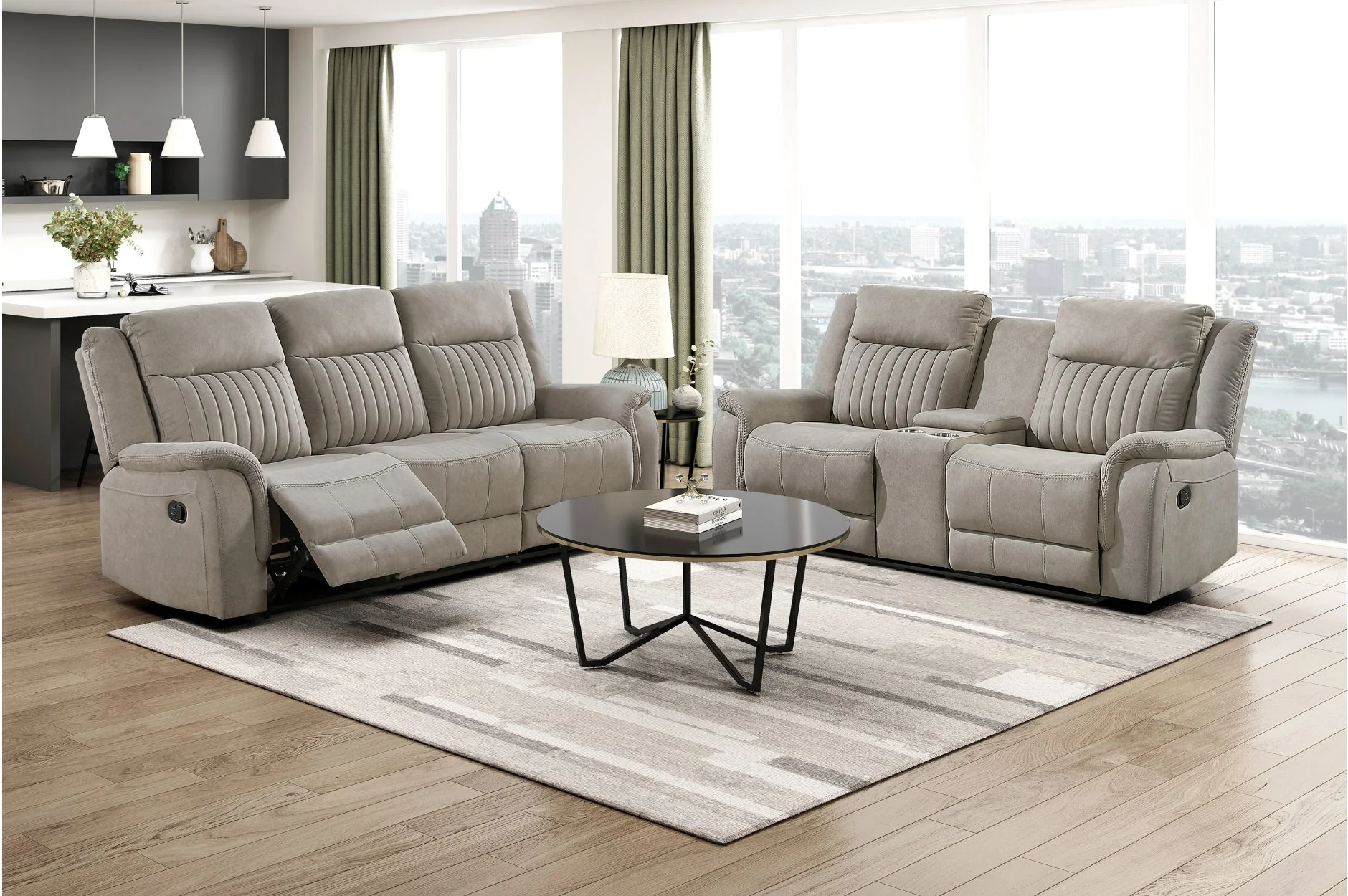 Dean Dove Double Reclining Loveseat with Center Console - Image 2
