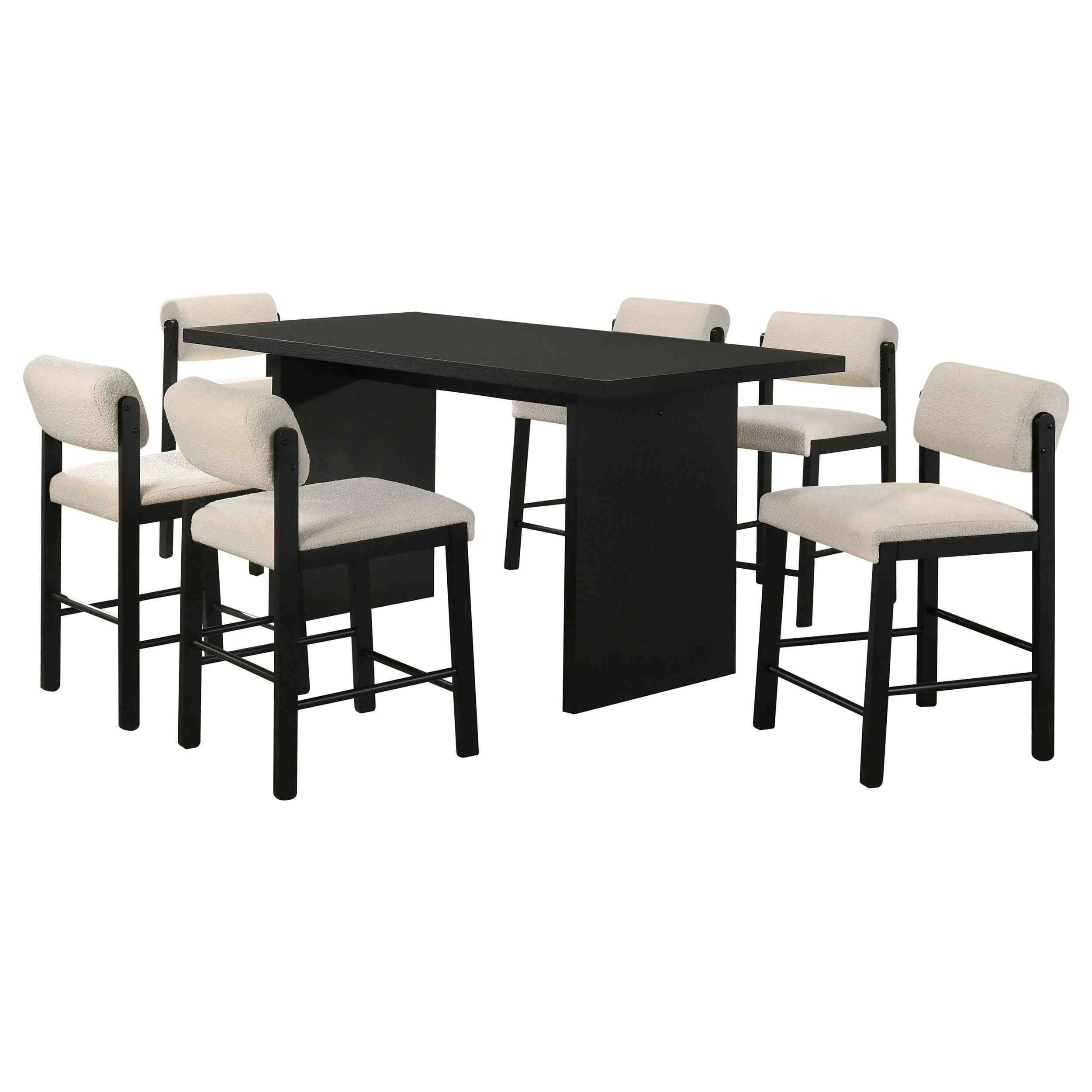 Decker Cream/Black 7-piece 70-inch Rectangular Counter Height Dining Set - Image 2