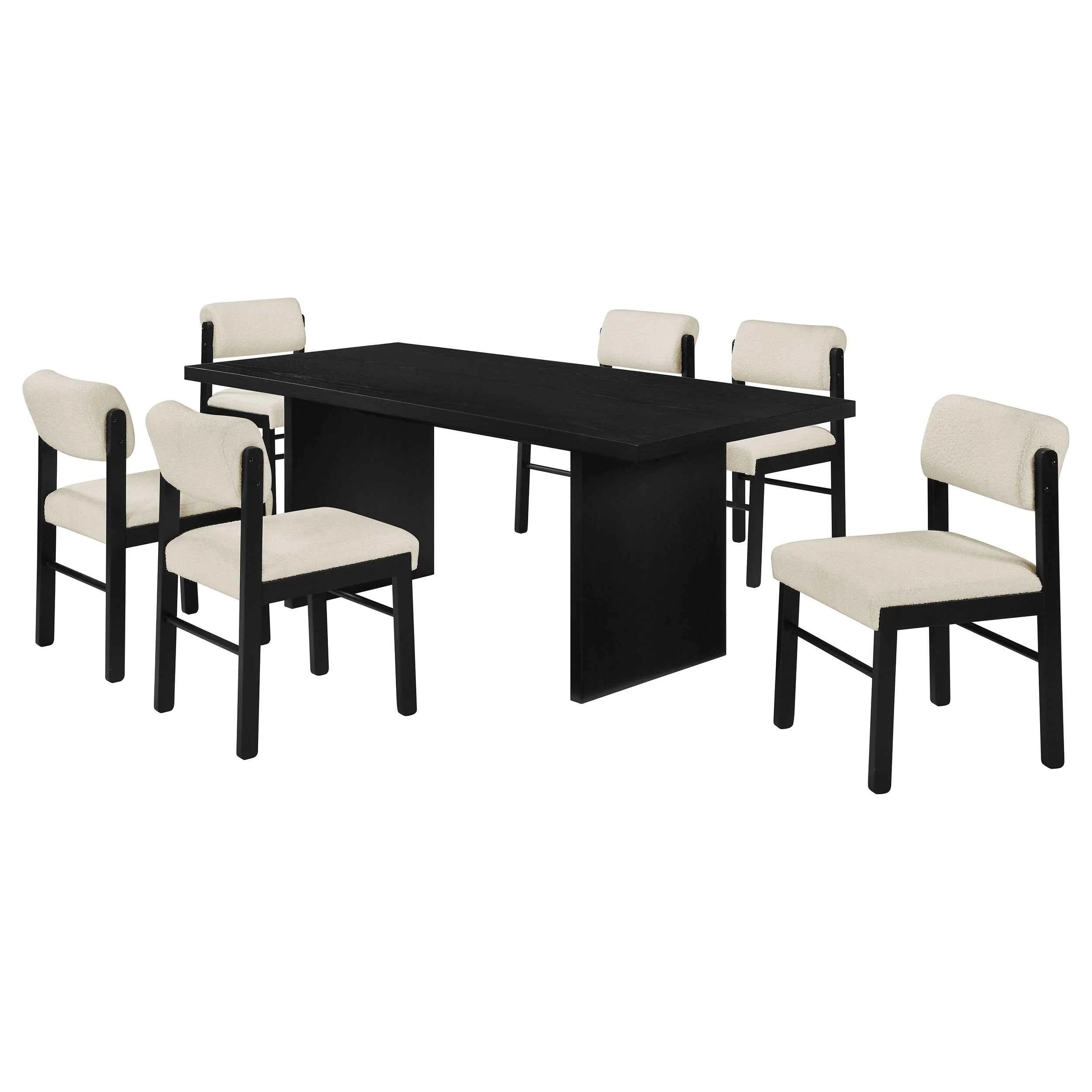Decker Cream/Black 7-piece 82-inch Rectangular Dining Set
