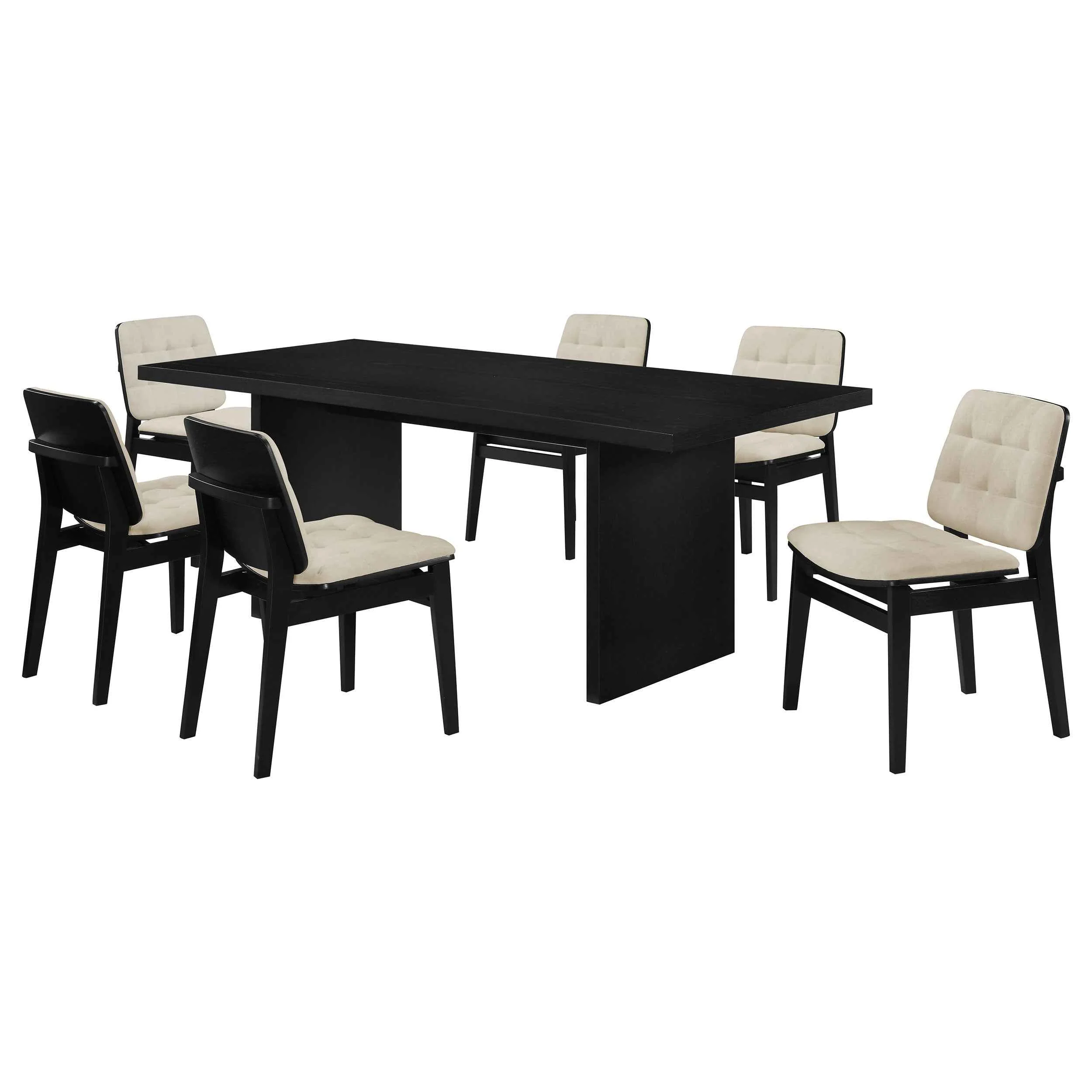 Decker Cream/Black 7-piece 82-inch Rectangular Dining Set