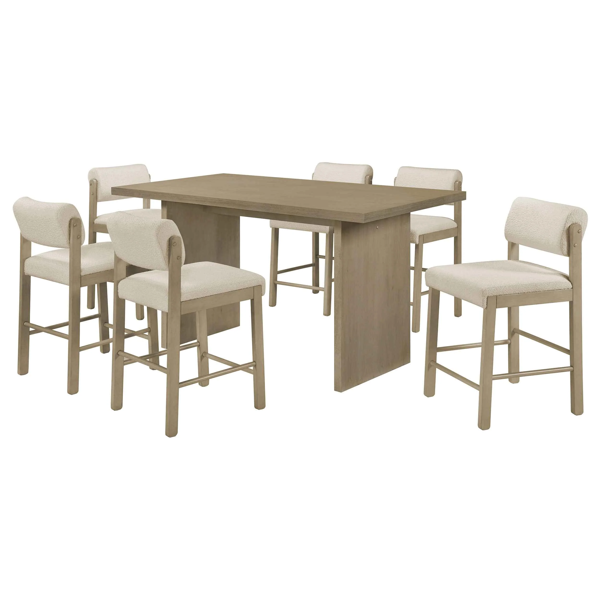 Decker Cream/Natural Oak 7-piece 70-inch Rectangular Counter Height Dining Set
