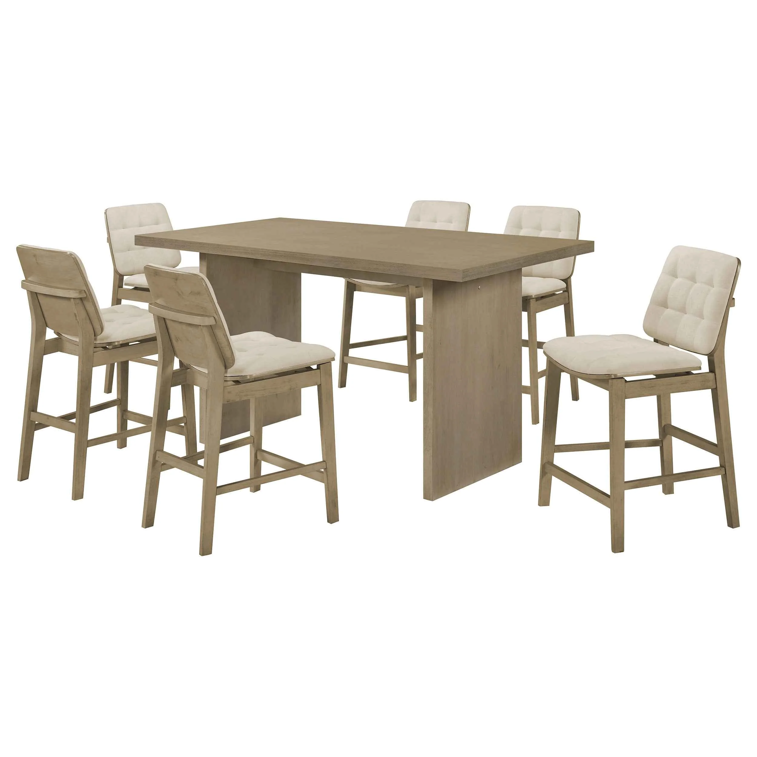 Decker Cream/Natural Oak 7-piece 70-inch Rectangular Counter Height Dining Set