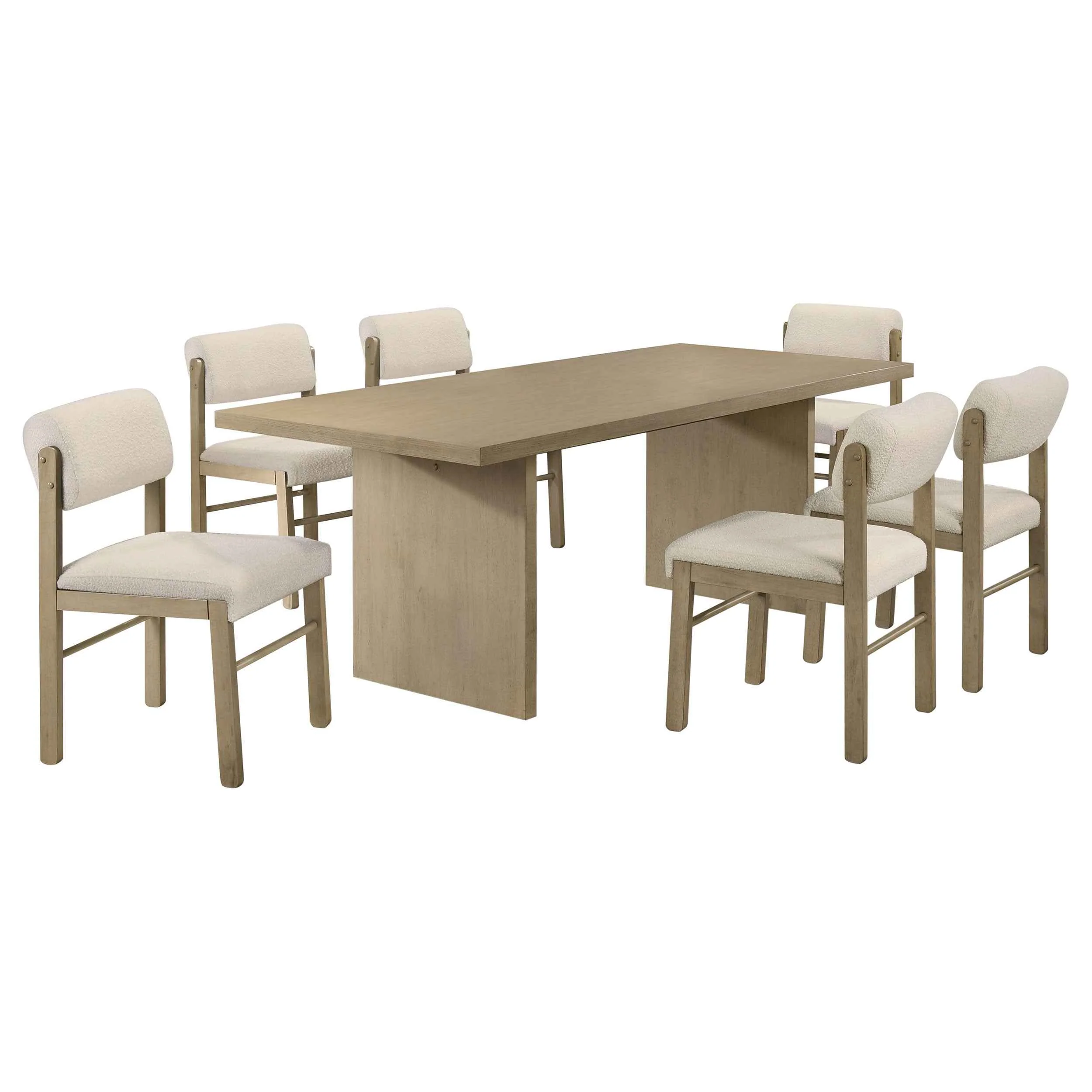 Decker Cream/Natural Oak 7-piece 82-inch Rectangular Dining Set - Image 2
