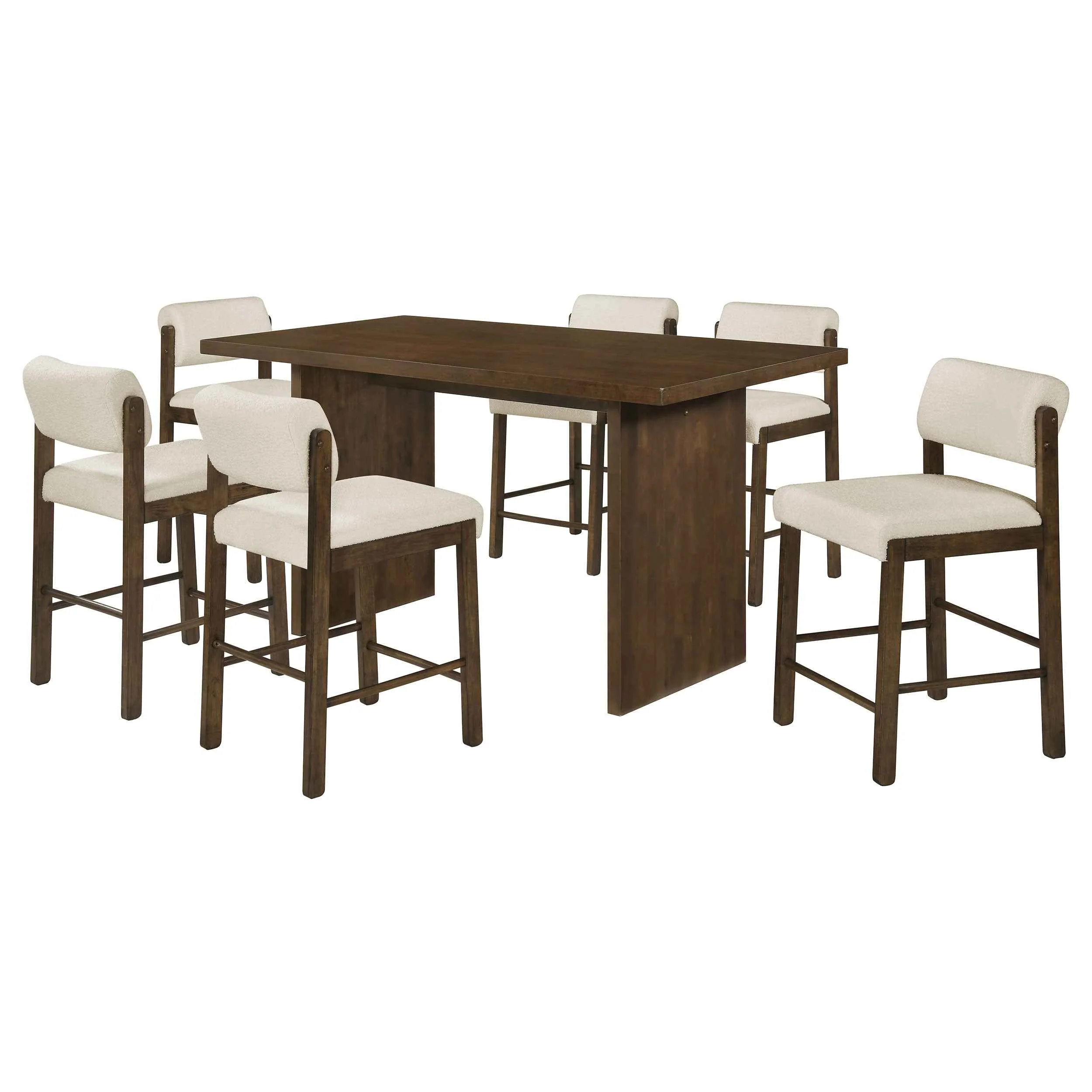 Decker Cream/Walnut 7-piece 70-inch Rectangular Counter Height Dining Set